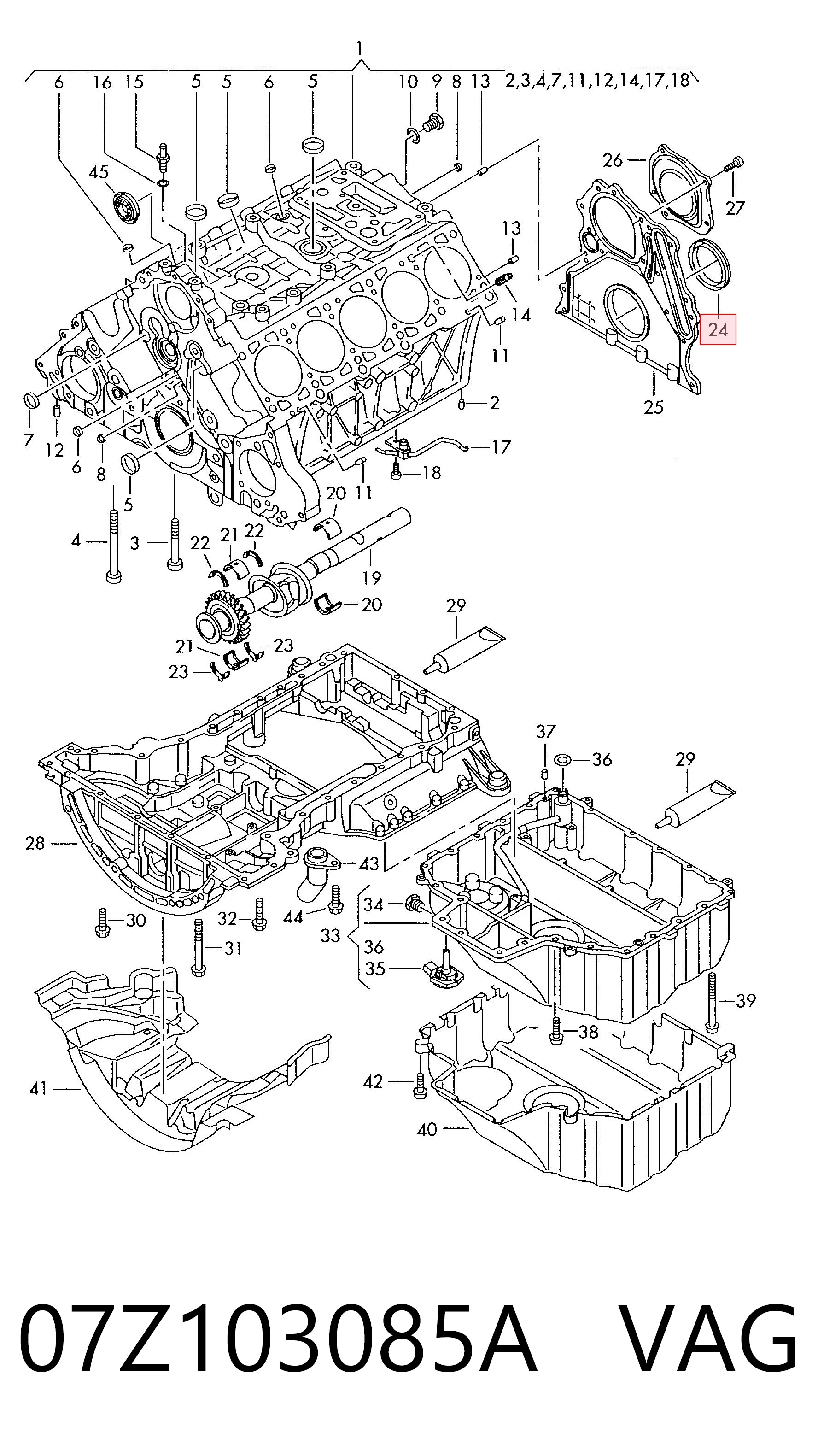 Сальник коленвала двигателя, передний на Volkswagen Phaeton I 3D1, 3D2, 3D3, 3D4, 3D6, 3D7, 3D8, 3D9