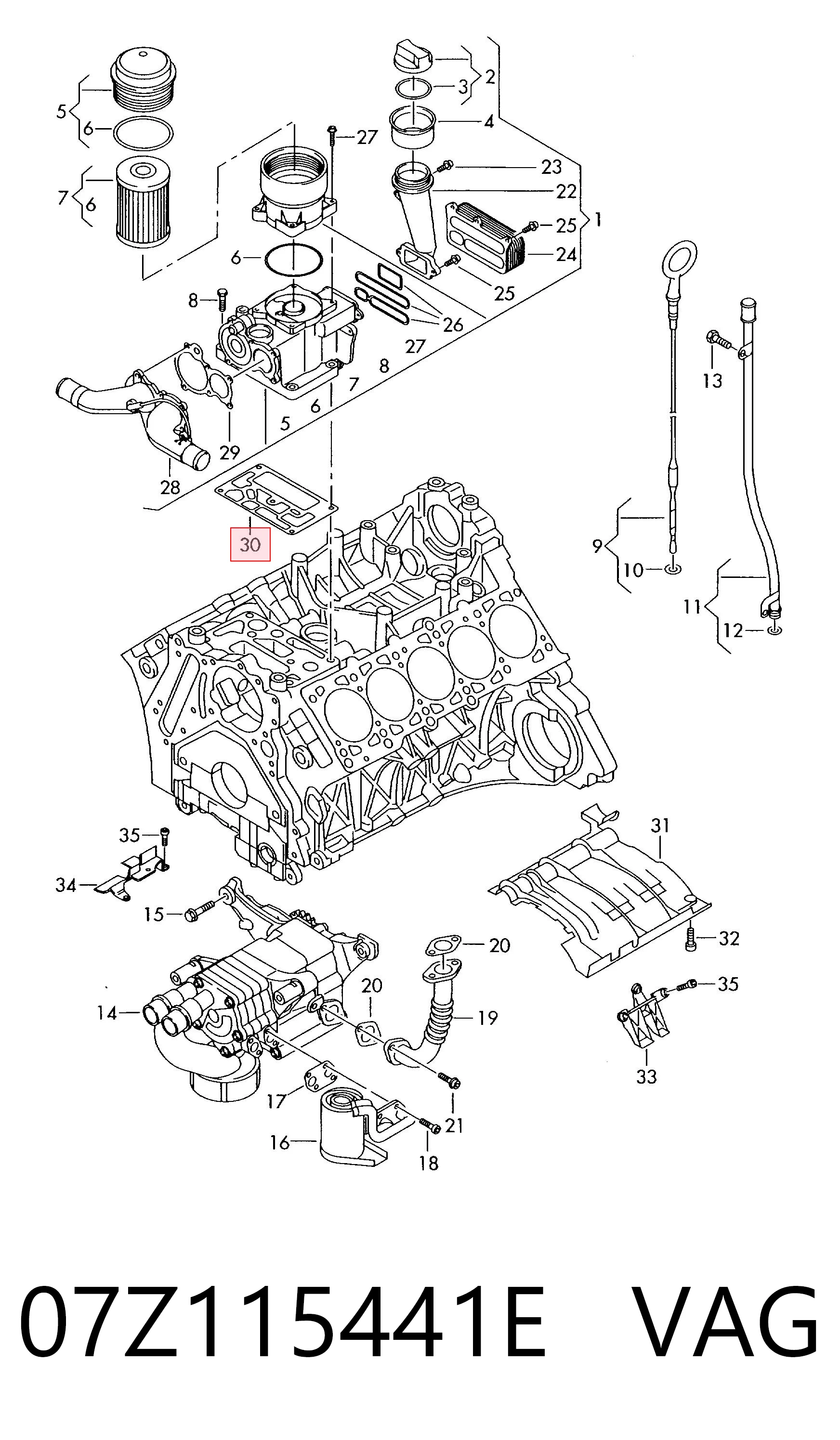 07Z115441E VAG Прокладка масляного фильтра