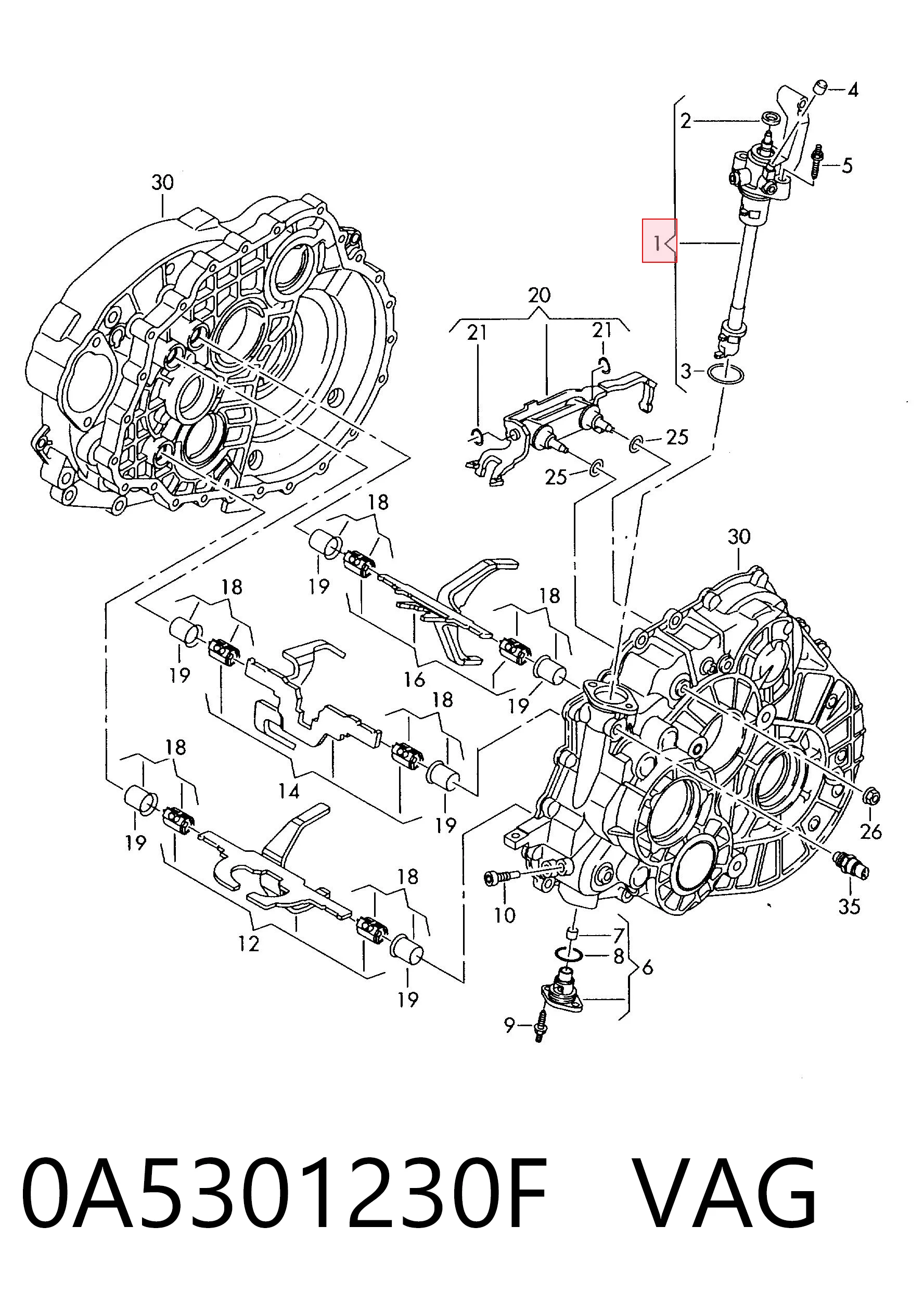 Привод выбора передач на Volkswagen Multivan T5 7HM, 7HN, 7HF, 7EF, 7EM, 7EN