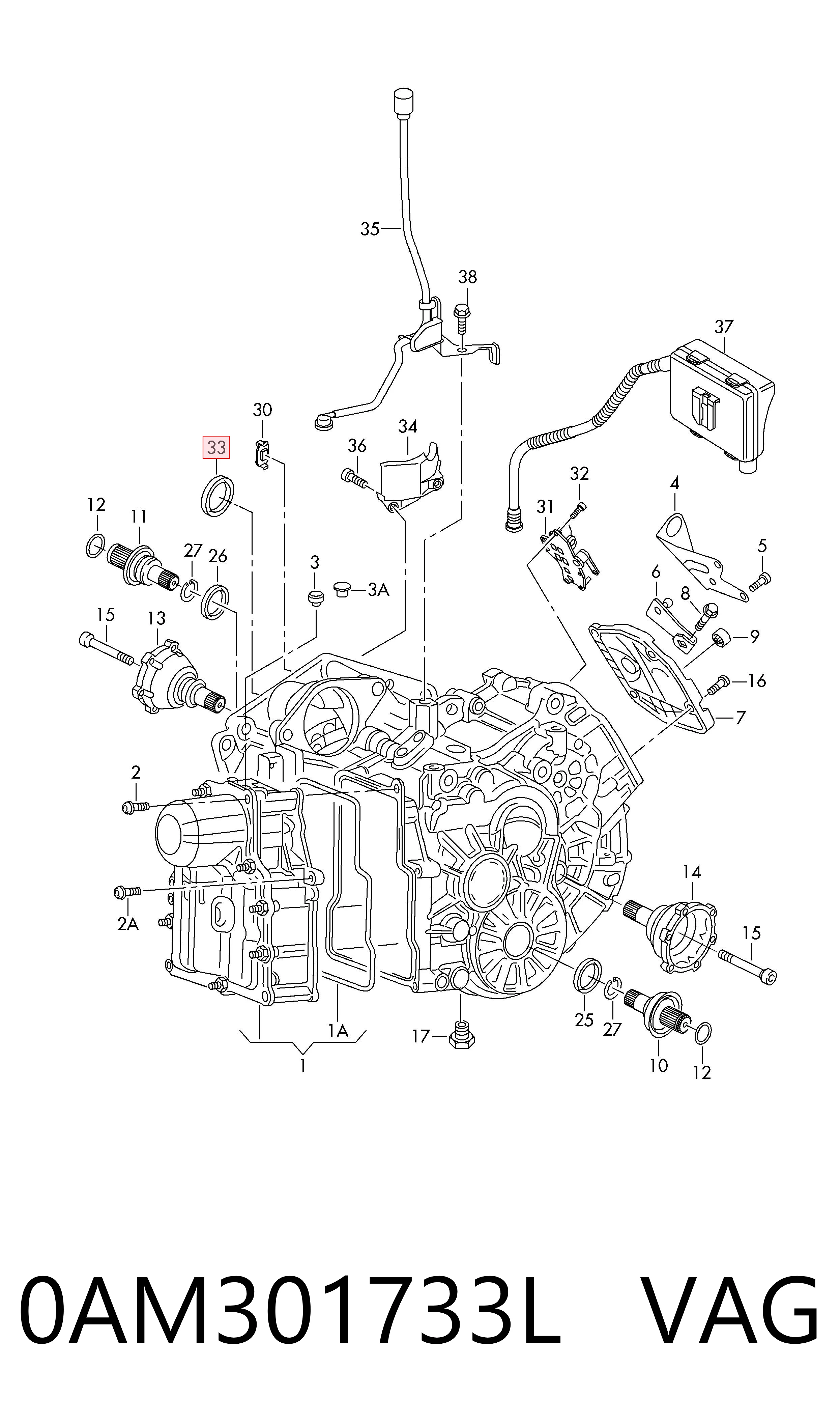 Сальник АКПП/КПП (вал-шестерни) VAG 0AM301733L цена, от 17.61 USD