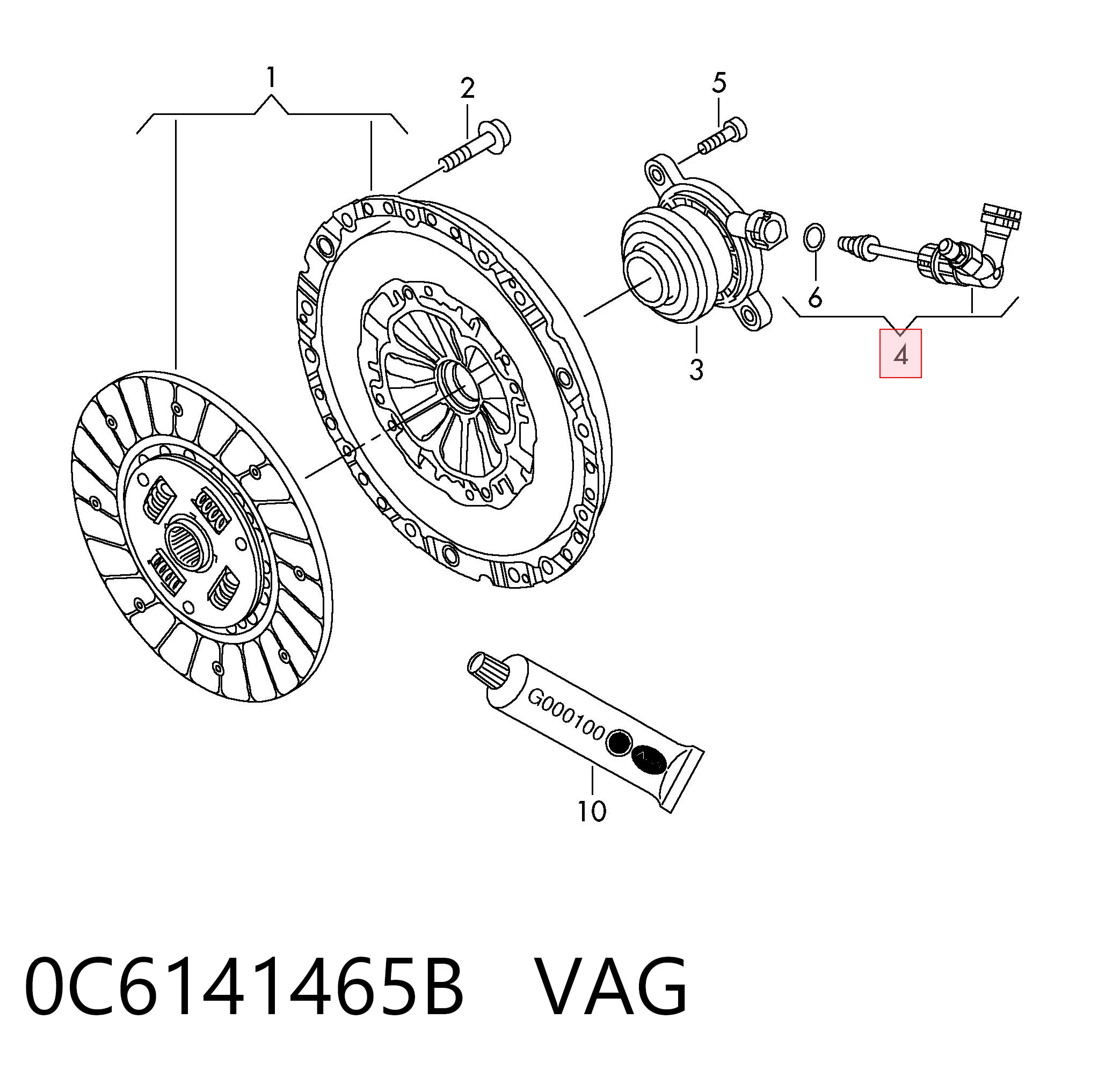 Тройник трубки сцепления 0C6141465B VAG