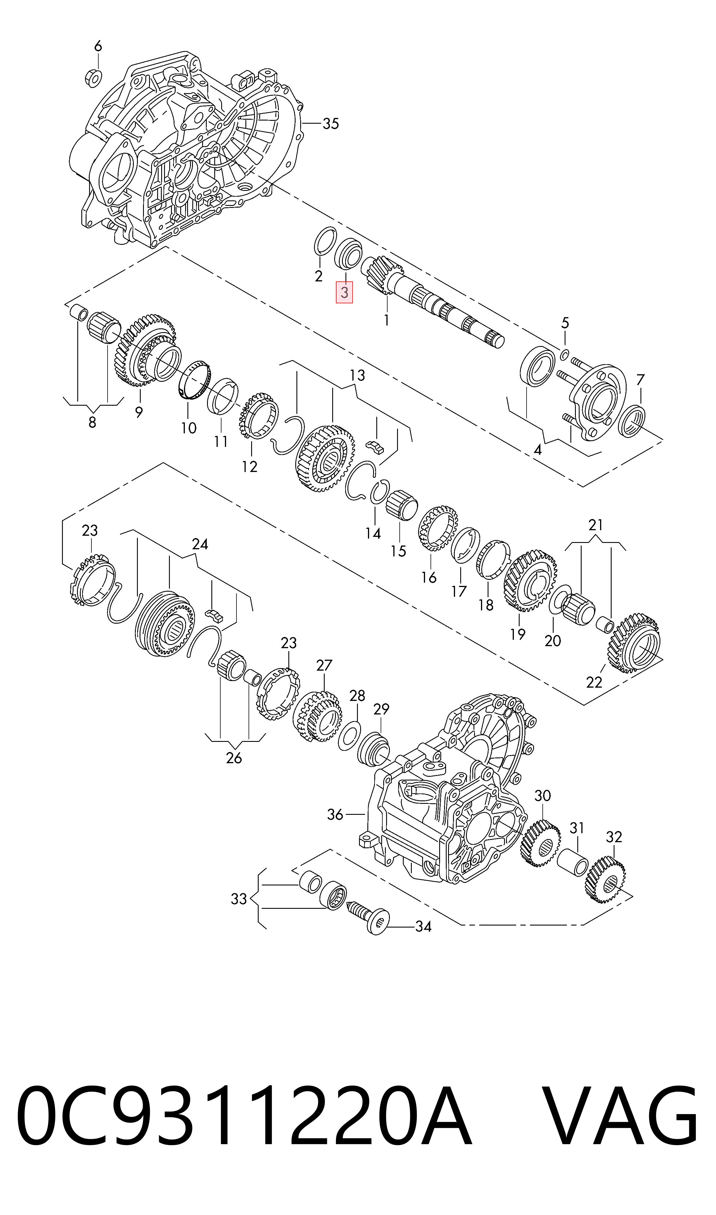 Подшипник главного вала КПП на Volkswagen Passat B8 3G2, CB2