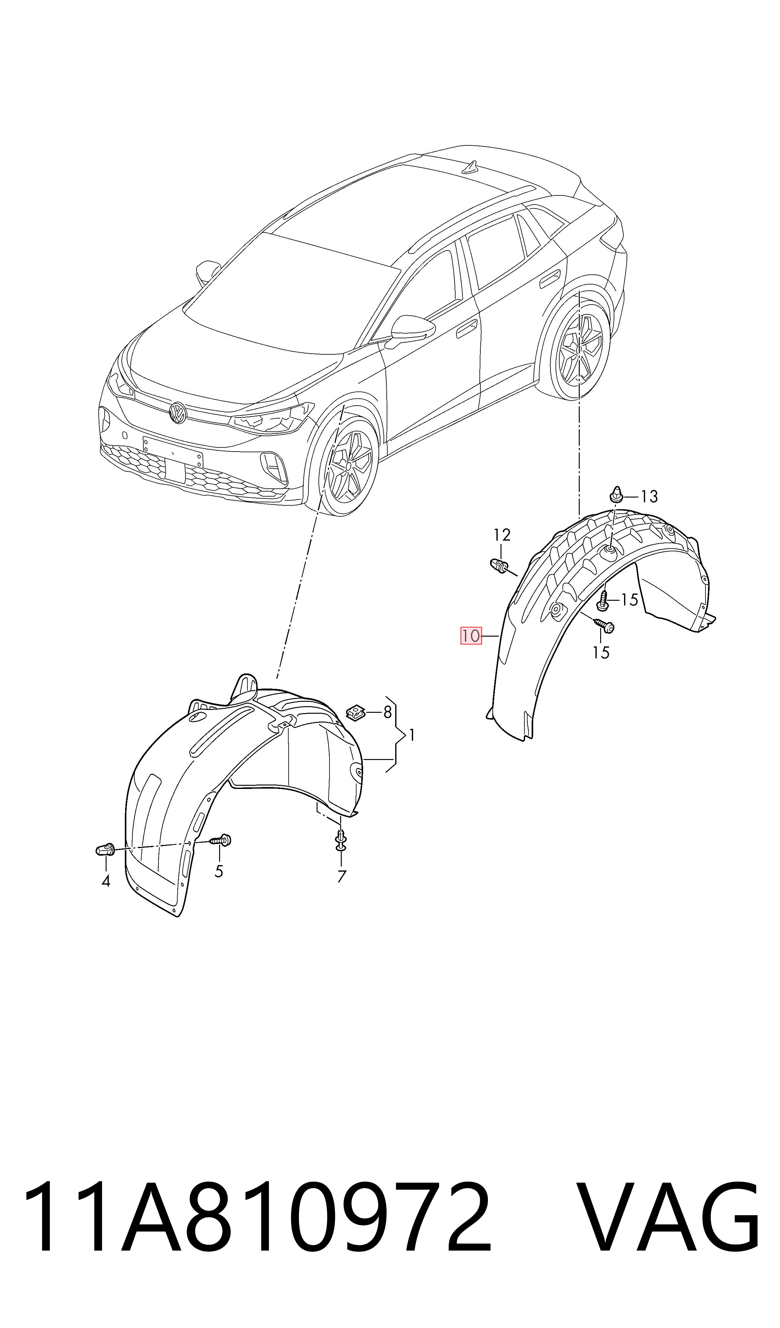Подкрылок задний правый VAG 11A810972 цена, от 63.35 USD