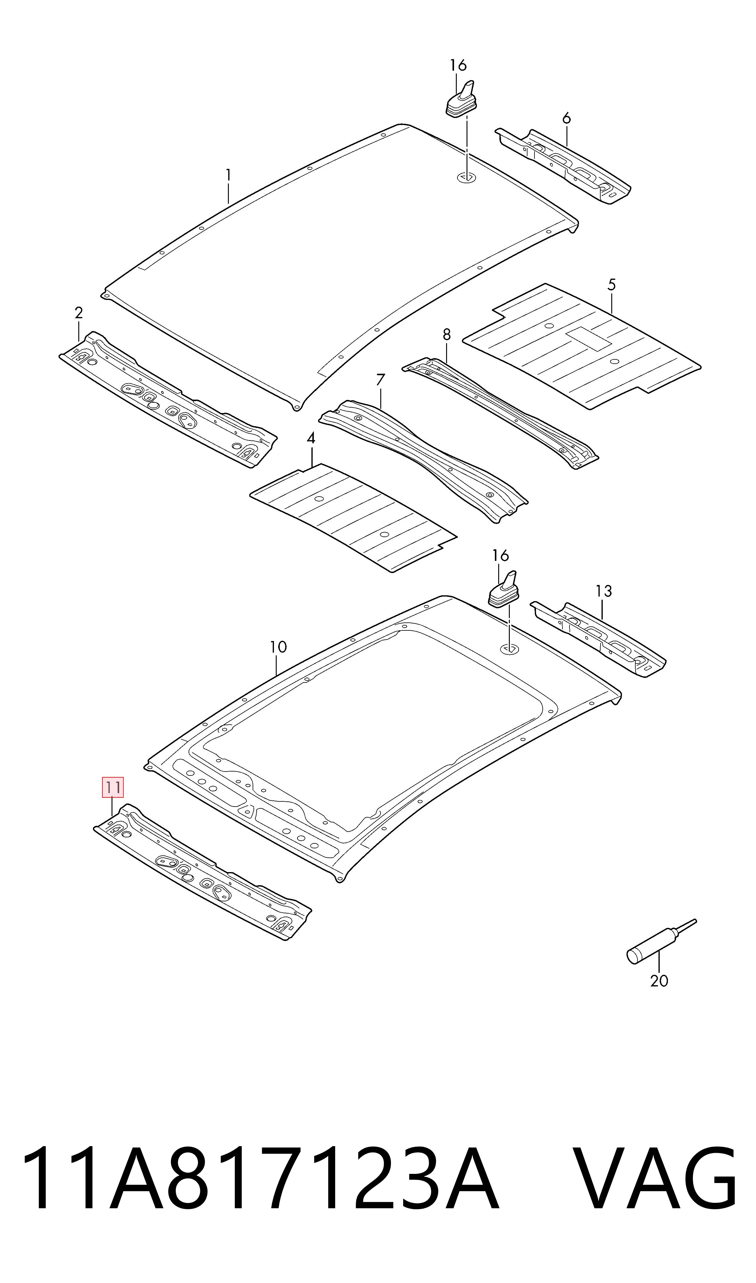 11A817123A VAG Детали крыши кузова