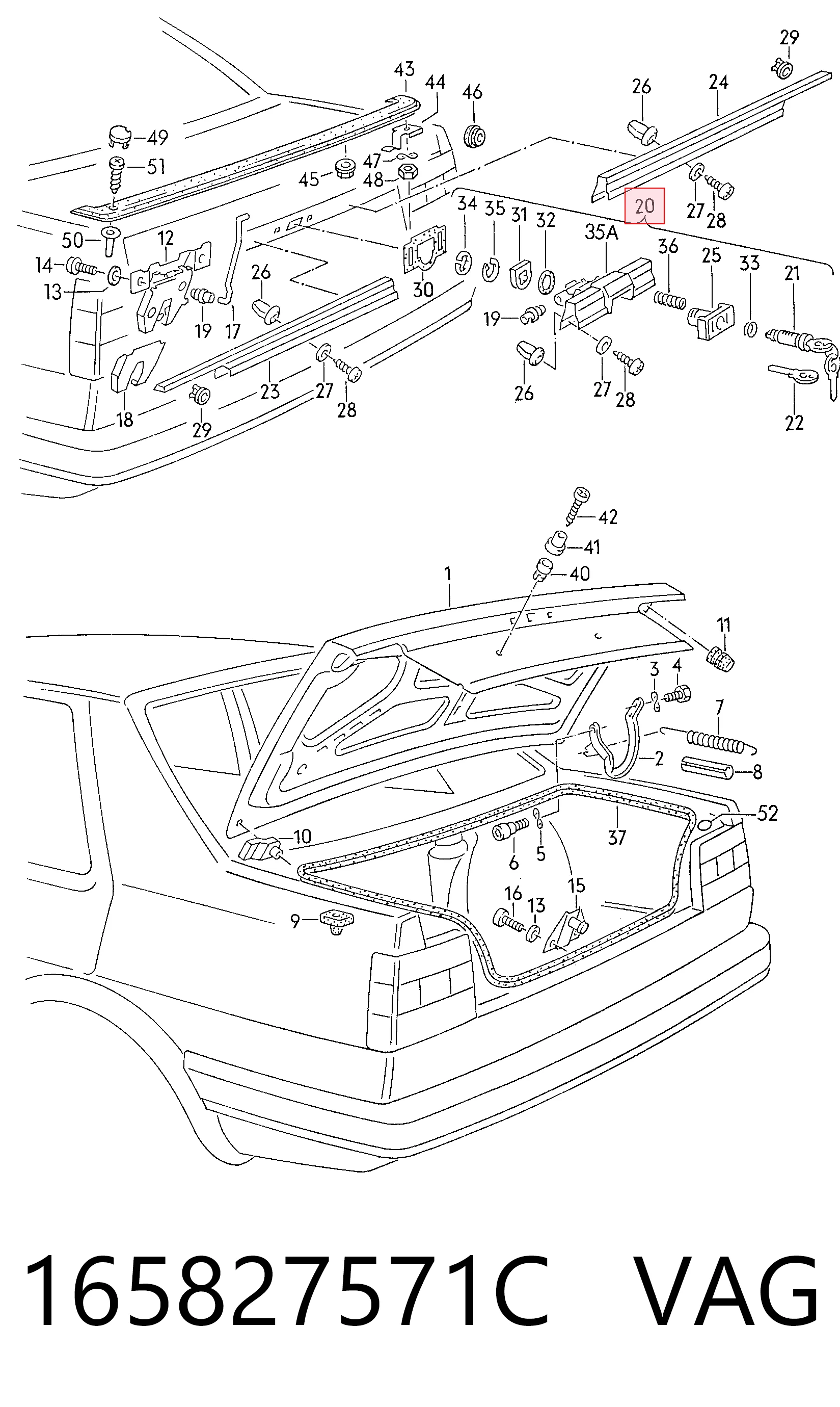 Замок пятой двери на Volkswagen Golf II 19E, 1G1