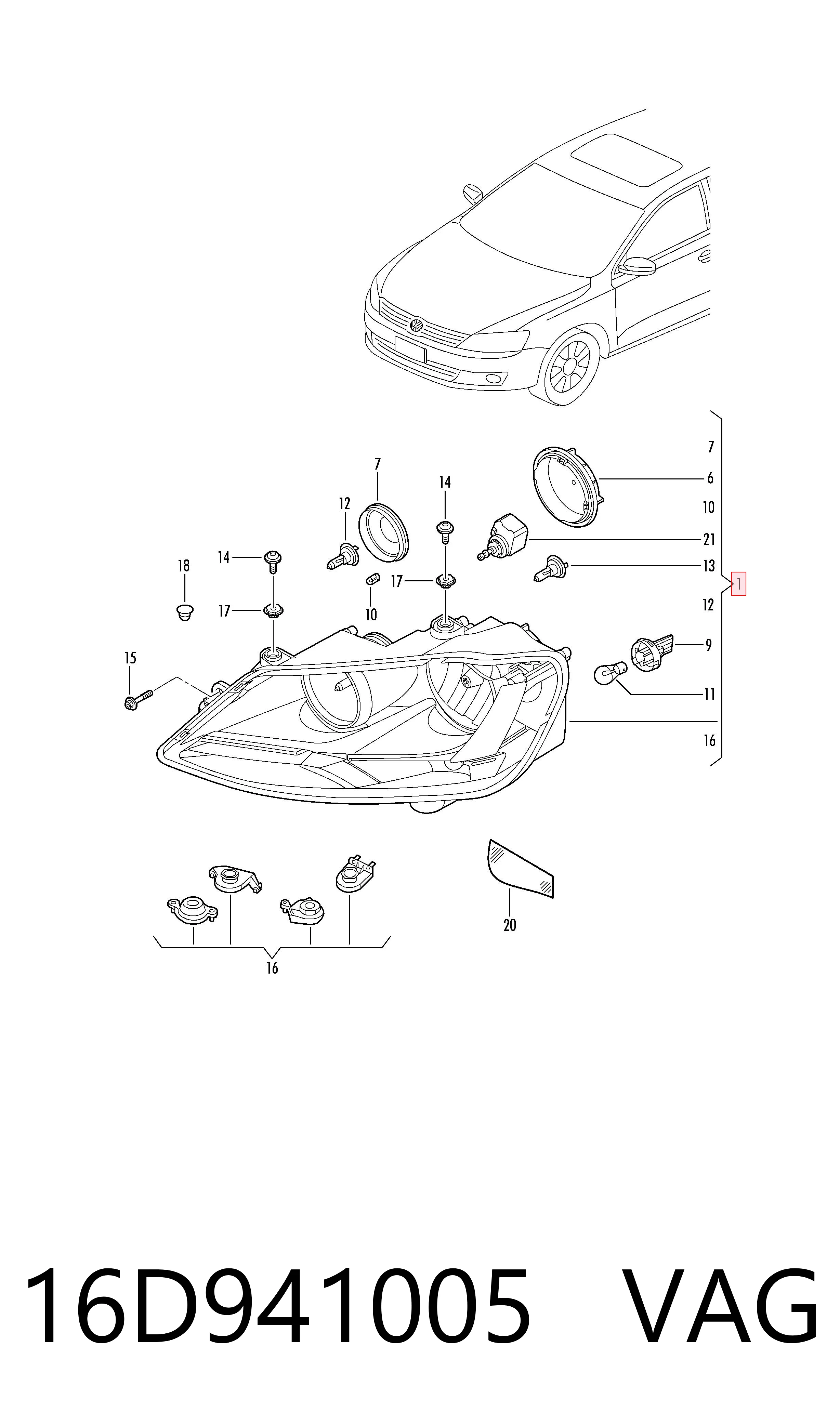  Левая фара Volkswagen Jetta 6