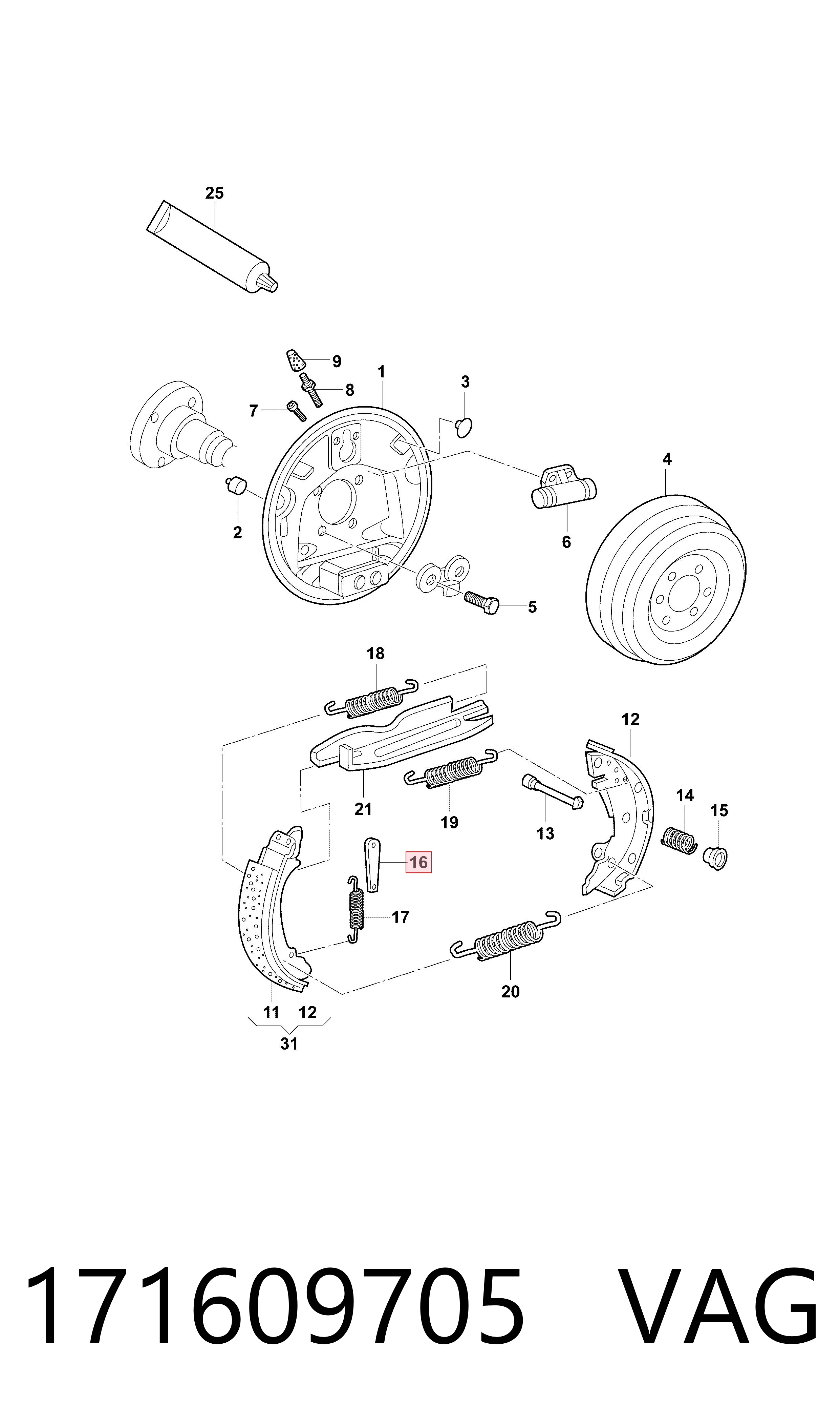 Регулятор заднего барабанного тормоза VAG 171609705 цена, от 3.01 USD