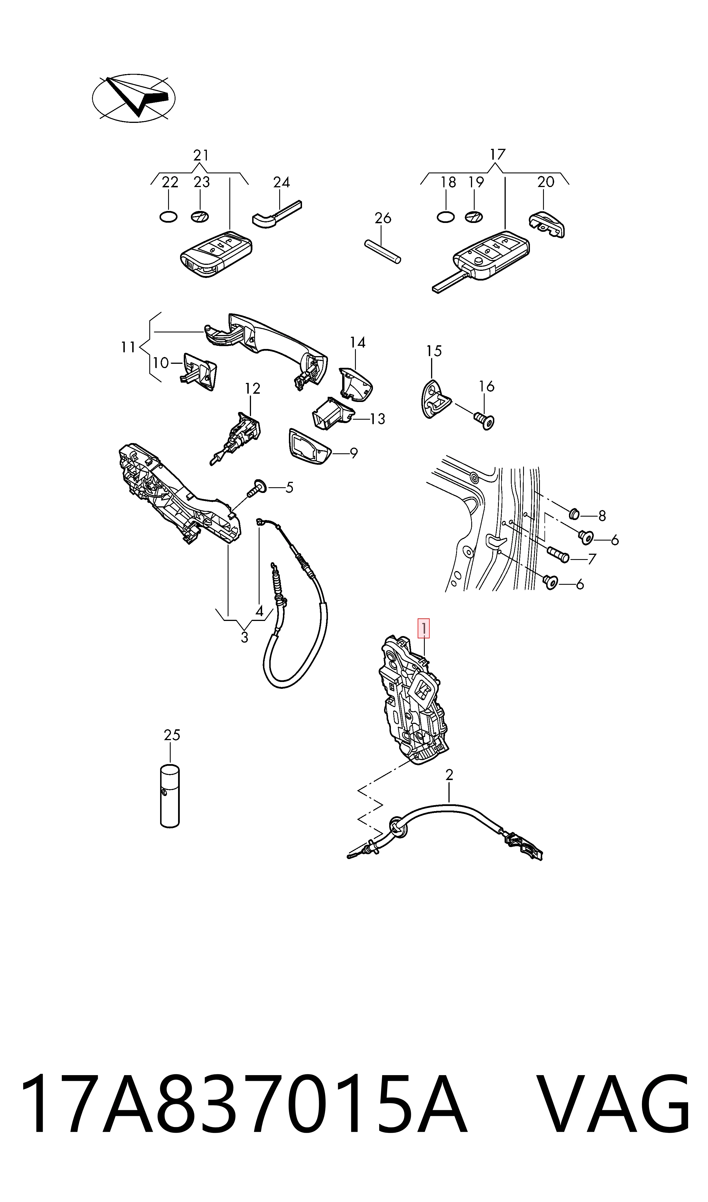 Запор кабины Volkswagen Jetta VII седан (BU3, BU4) (2017 - 2026) цена, от 25.34 USD