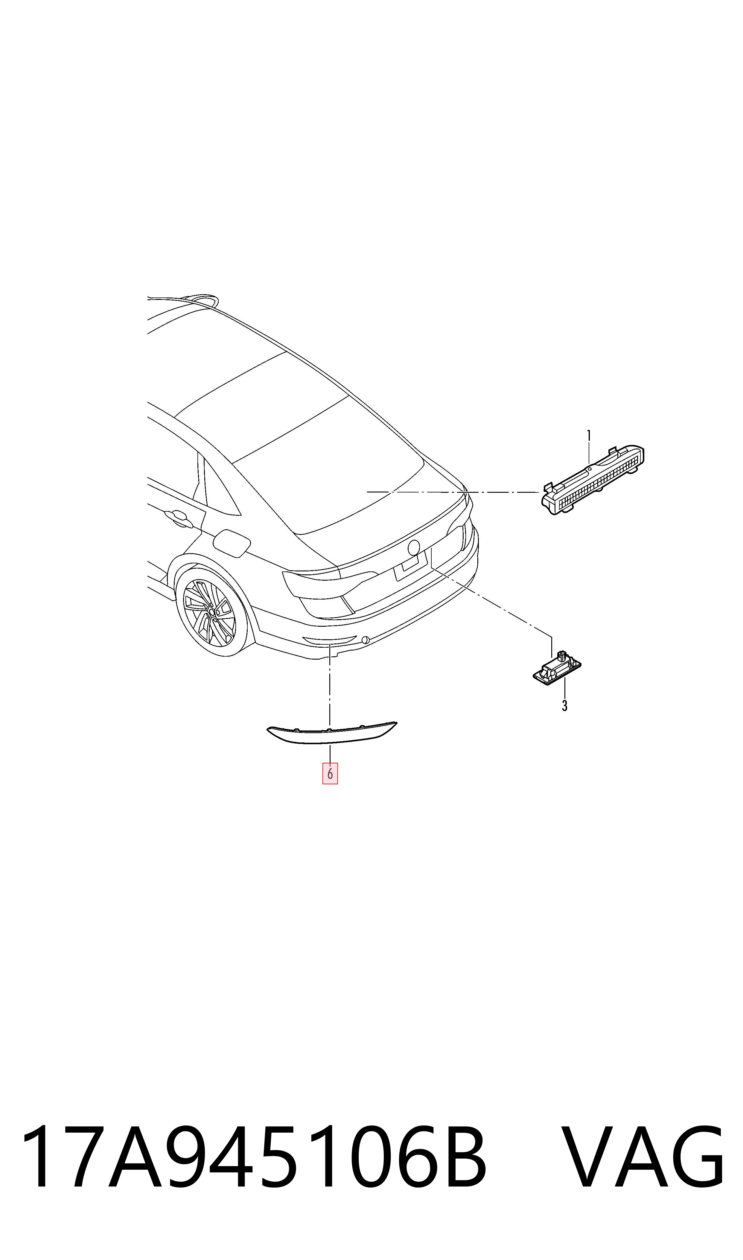 17A945106B VAG Правый катафот бампера