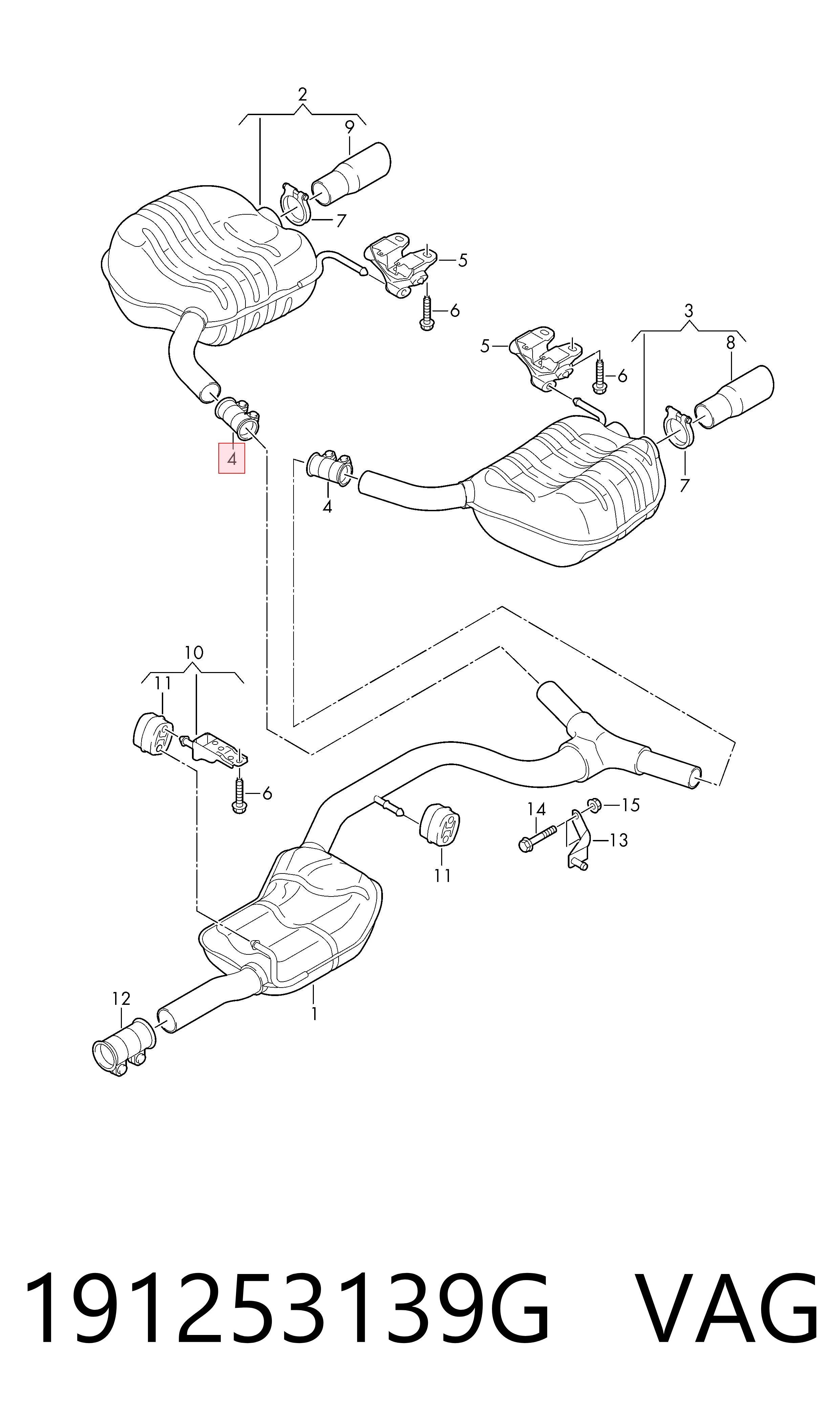 Хомут крепления глушителя передний VAG 191253139G цена, от 1.22 USD