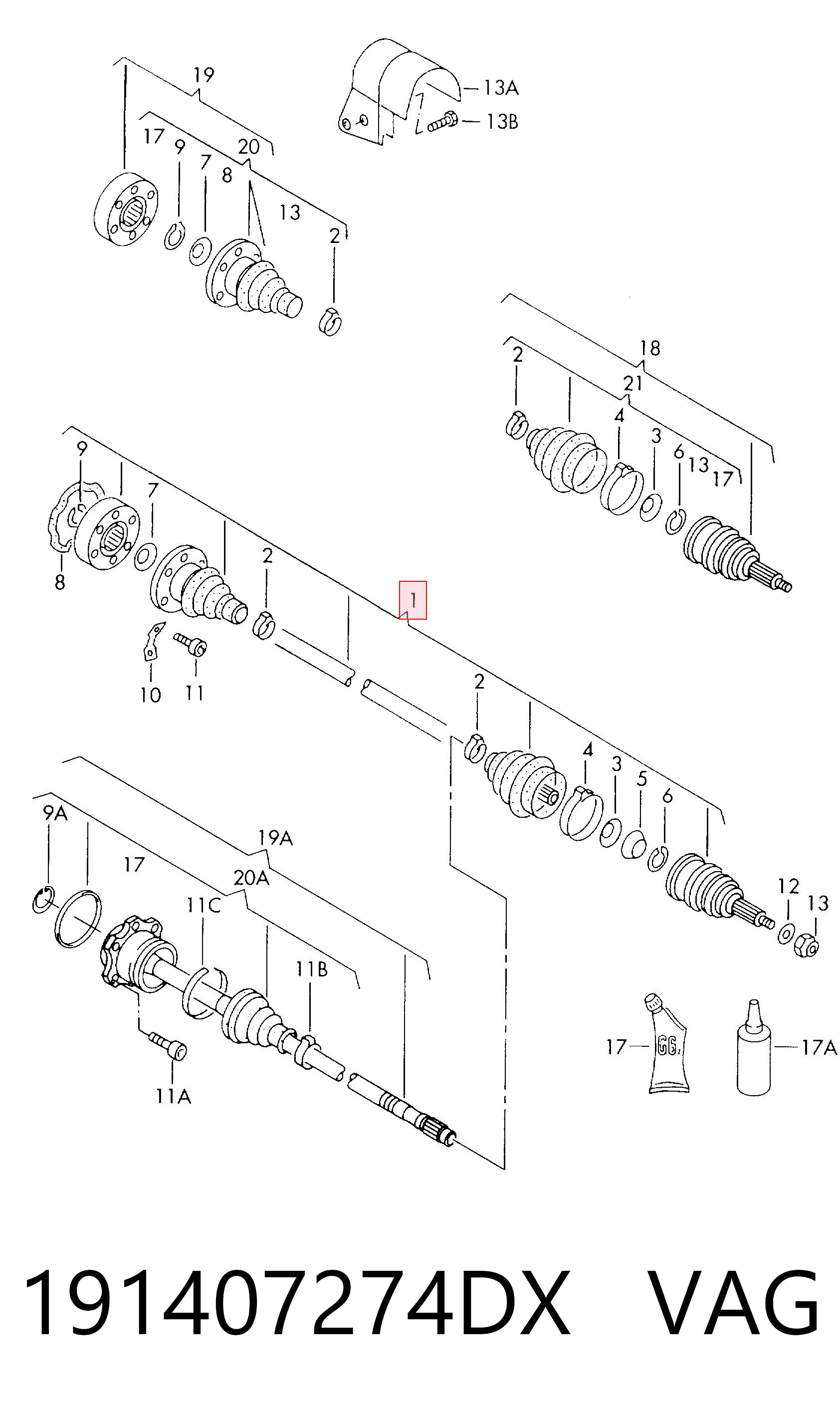 Полуось передняя, правая на Volkswagen Golf II 19E, 1G1