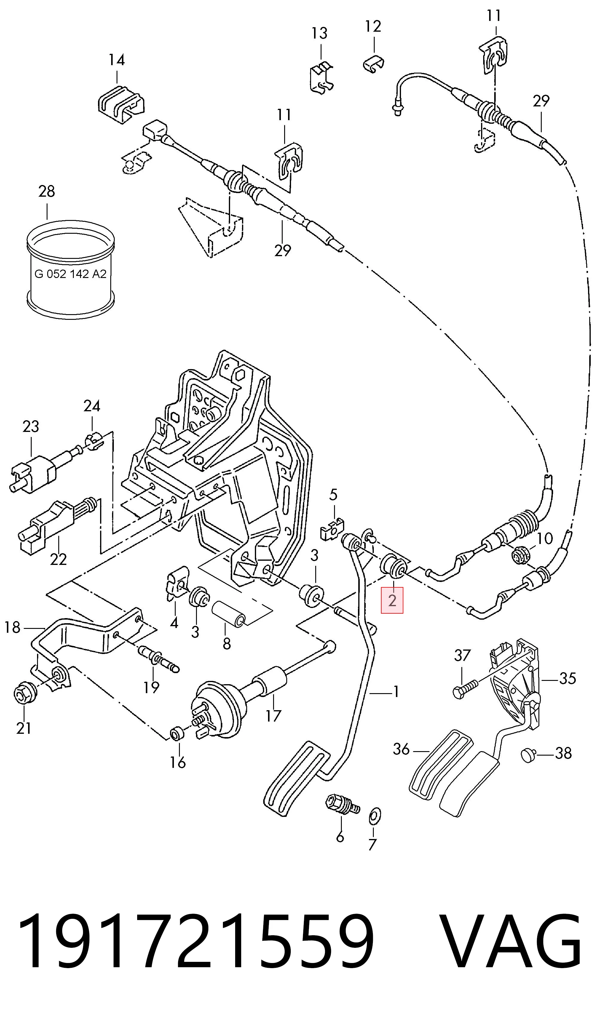 Педали газа на Volkswagen Golf II 19E, 1G1