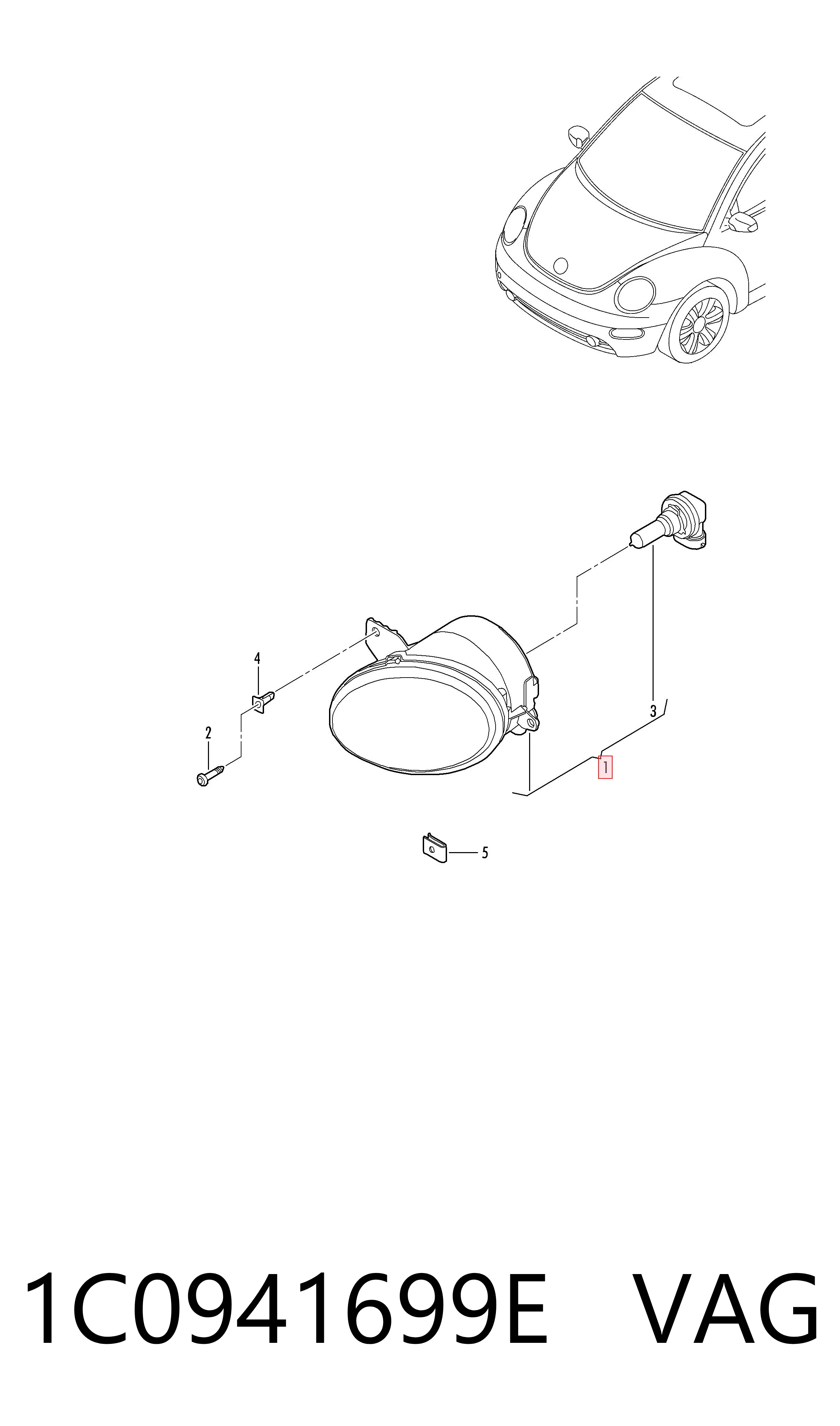 1C0941699E VAG Противотуманная фара левая