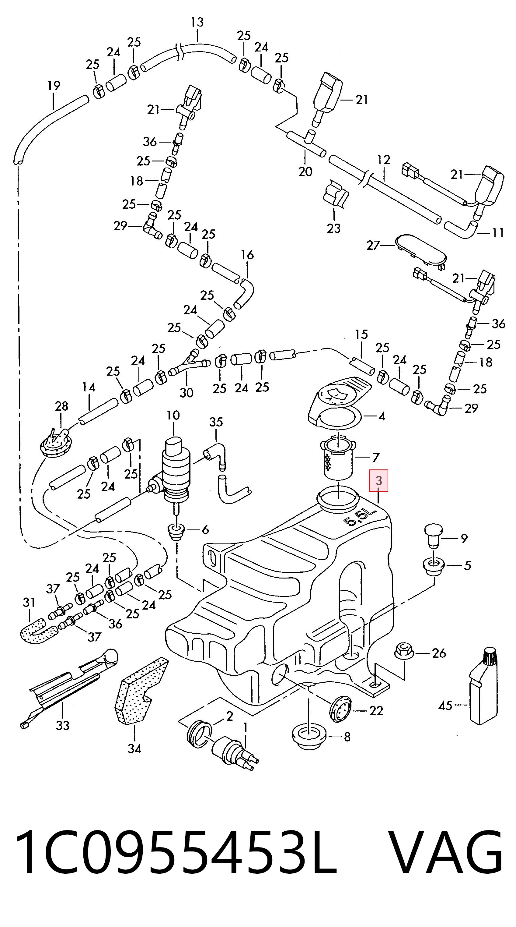 Бачок омывателя стекла на Volkswagen Beetle  9C1, 1C1, 9G1