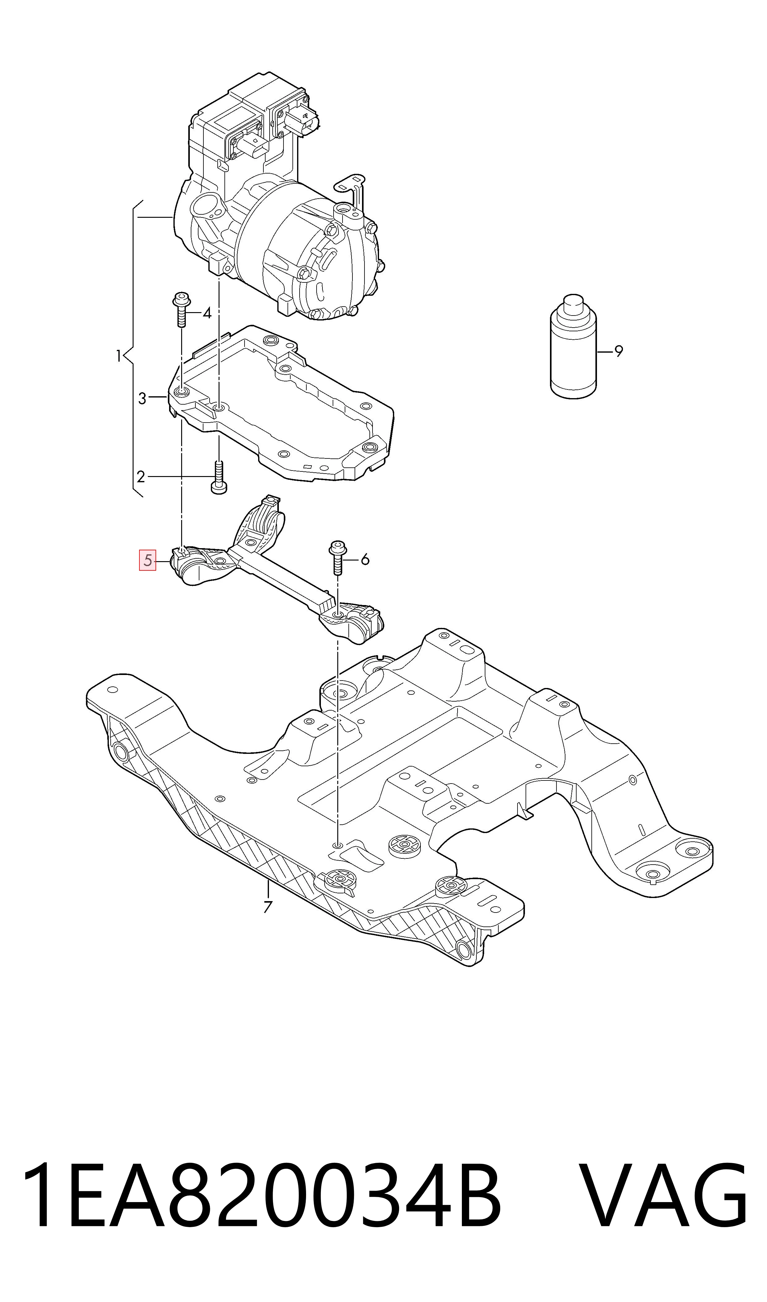 1EA820034B VAG Кронштейн компрессора кондиционера