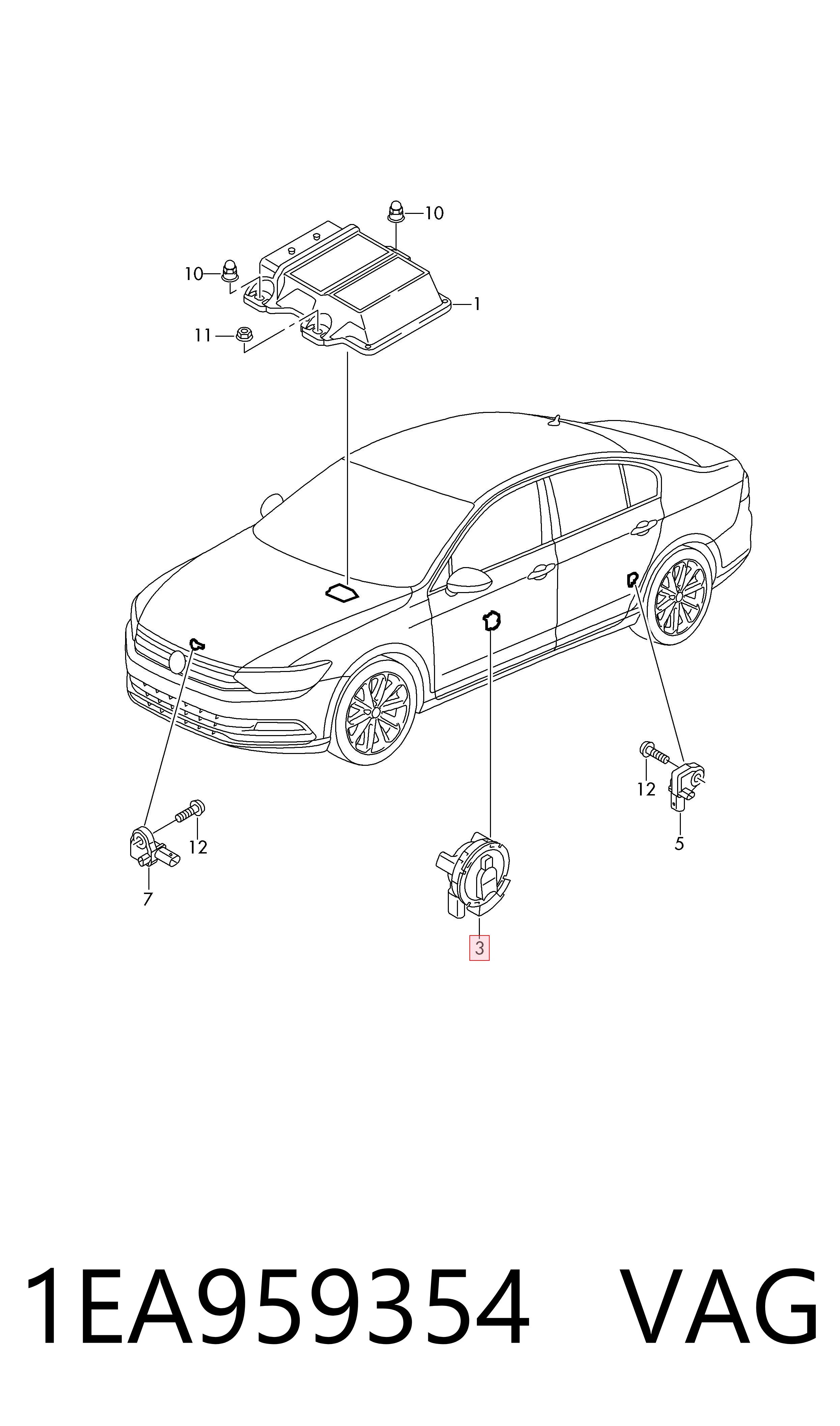 Датчик Эйрбэг передний VAG 1EA959354 цена, от 25.34 USD