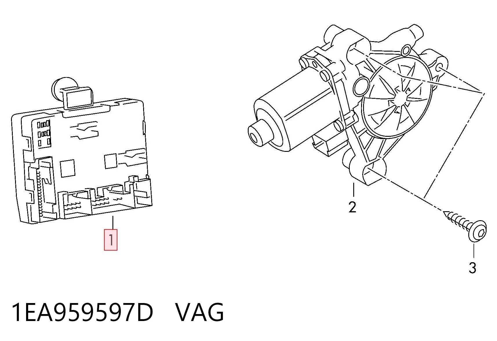 1EA959597D VAG Блок комфорта задней двери