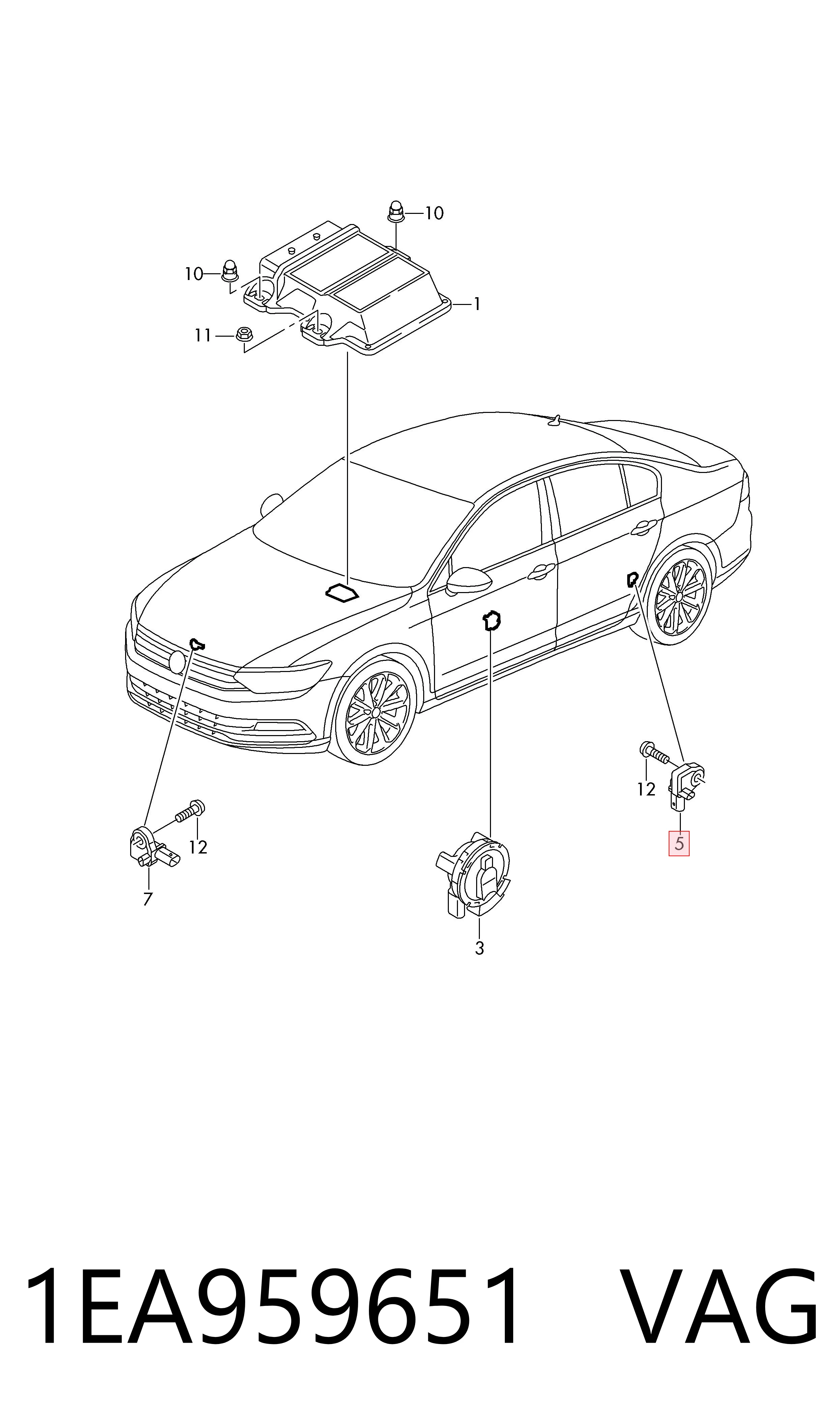 Датчик Эйрбэг передний VAG 1EA959651 цена, от 26.86 USD