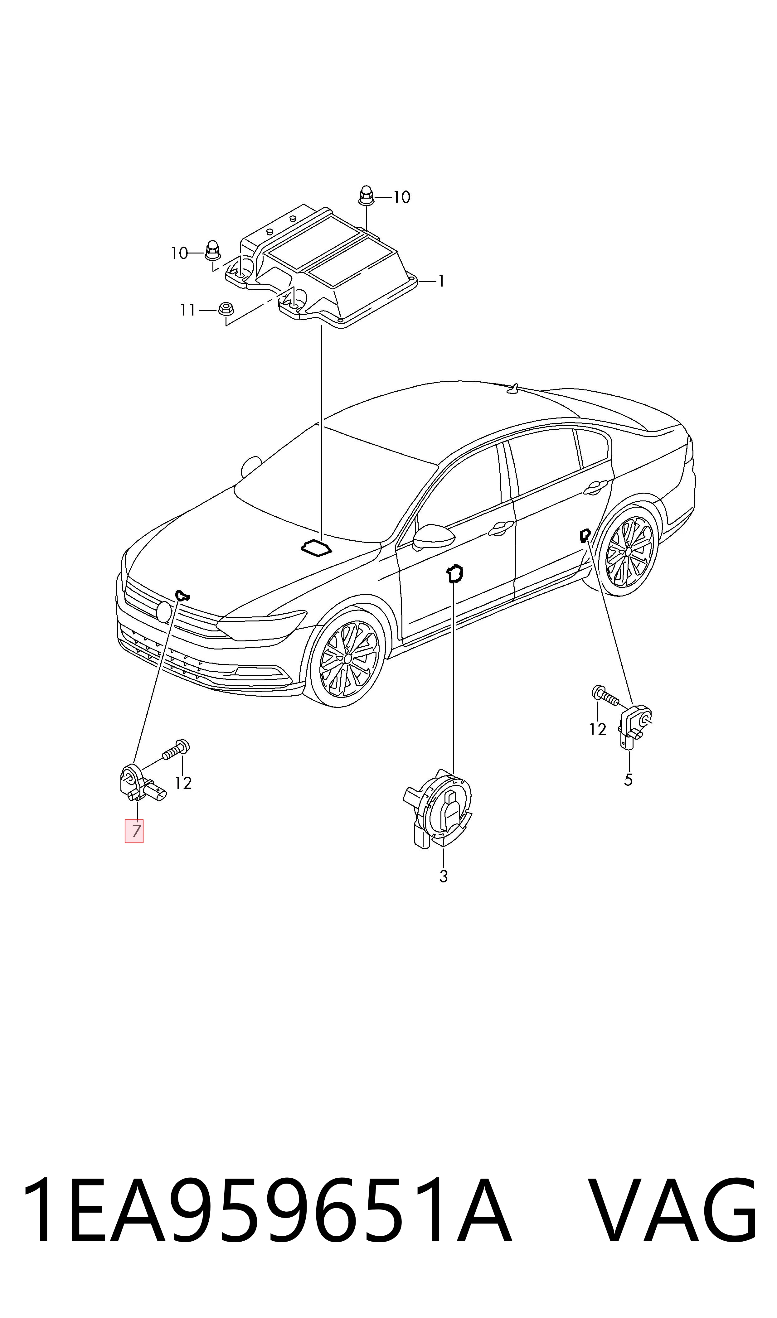 1EA959651A VAG Датчик AIRBAG передний