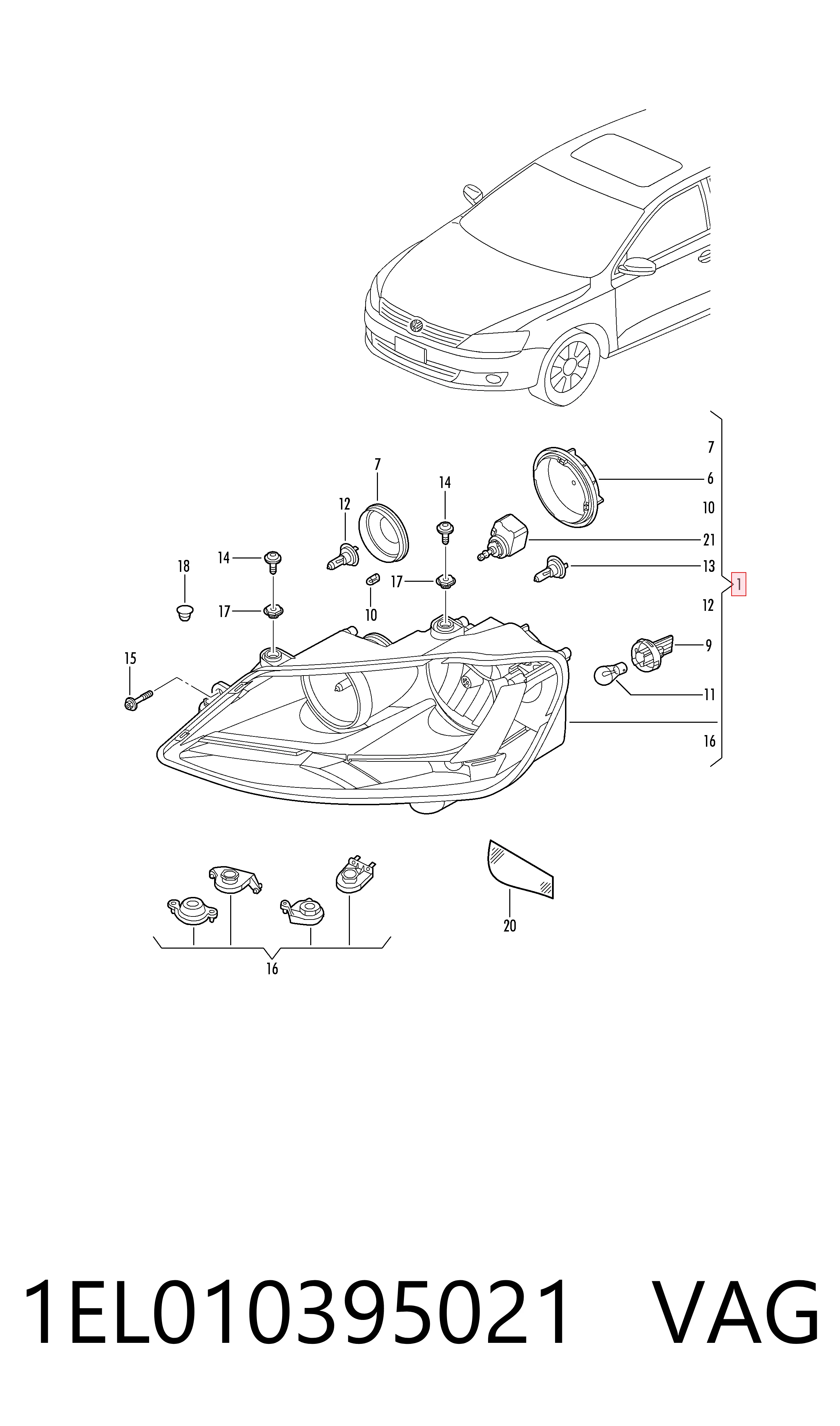  Правая фара Volkswagen Jetta 6
