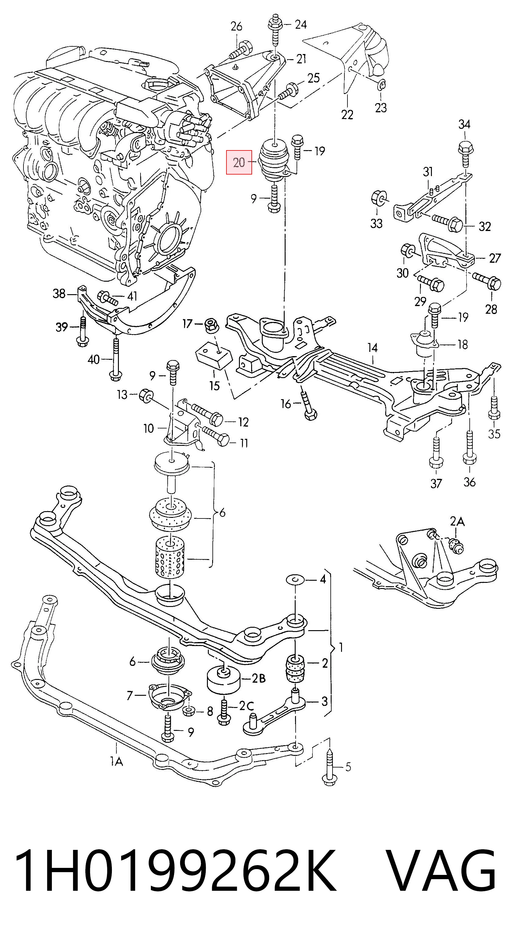 Подушка двигателя Volkswagen Vento седан (1H2) (1991 - 1998) цена, от 26.28 USD