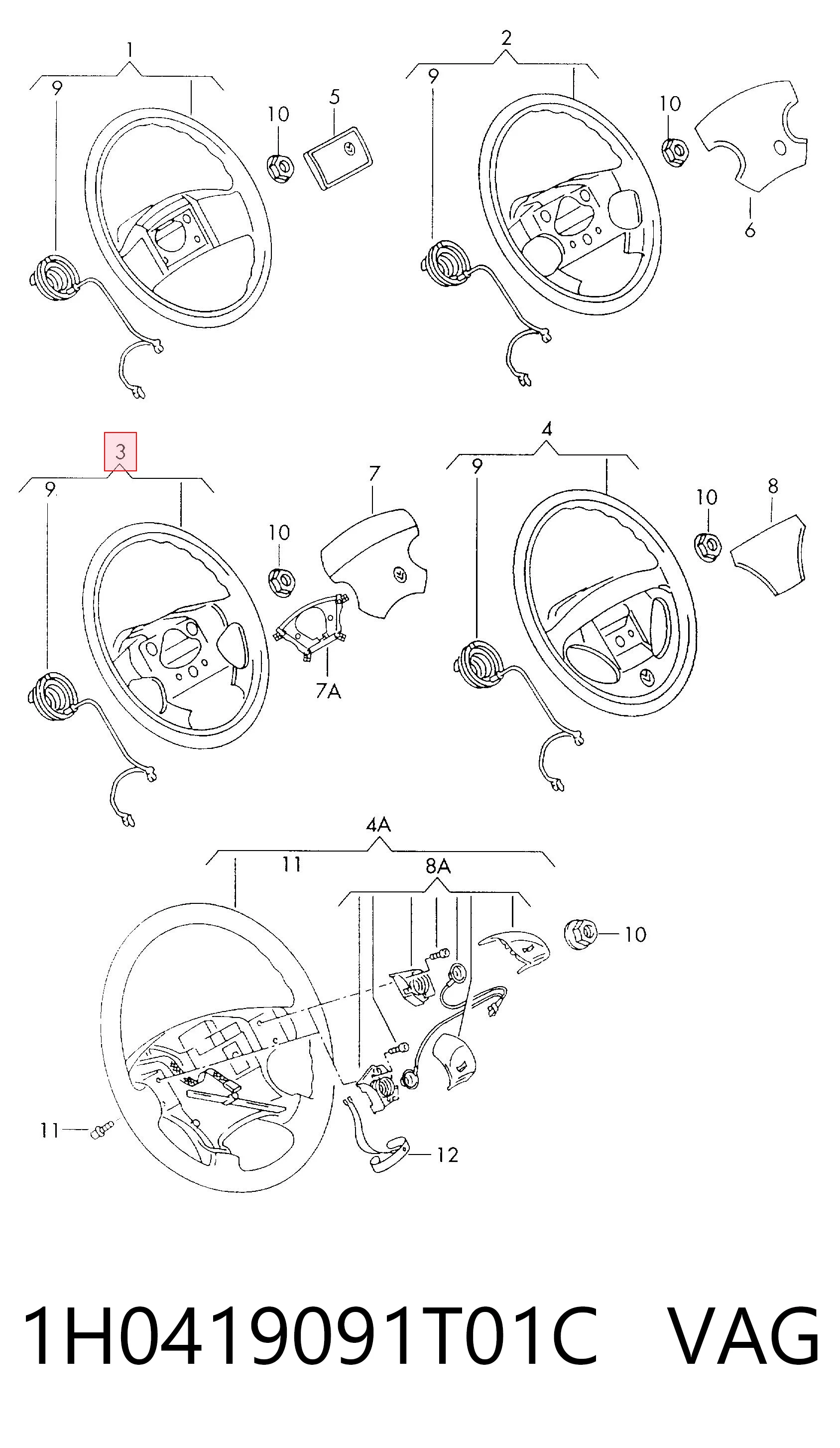 Рулевое колесо Volkswagen Vento 1H2