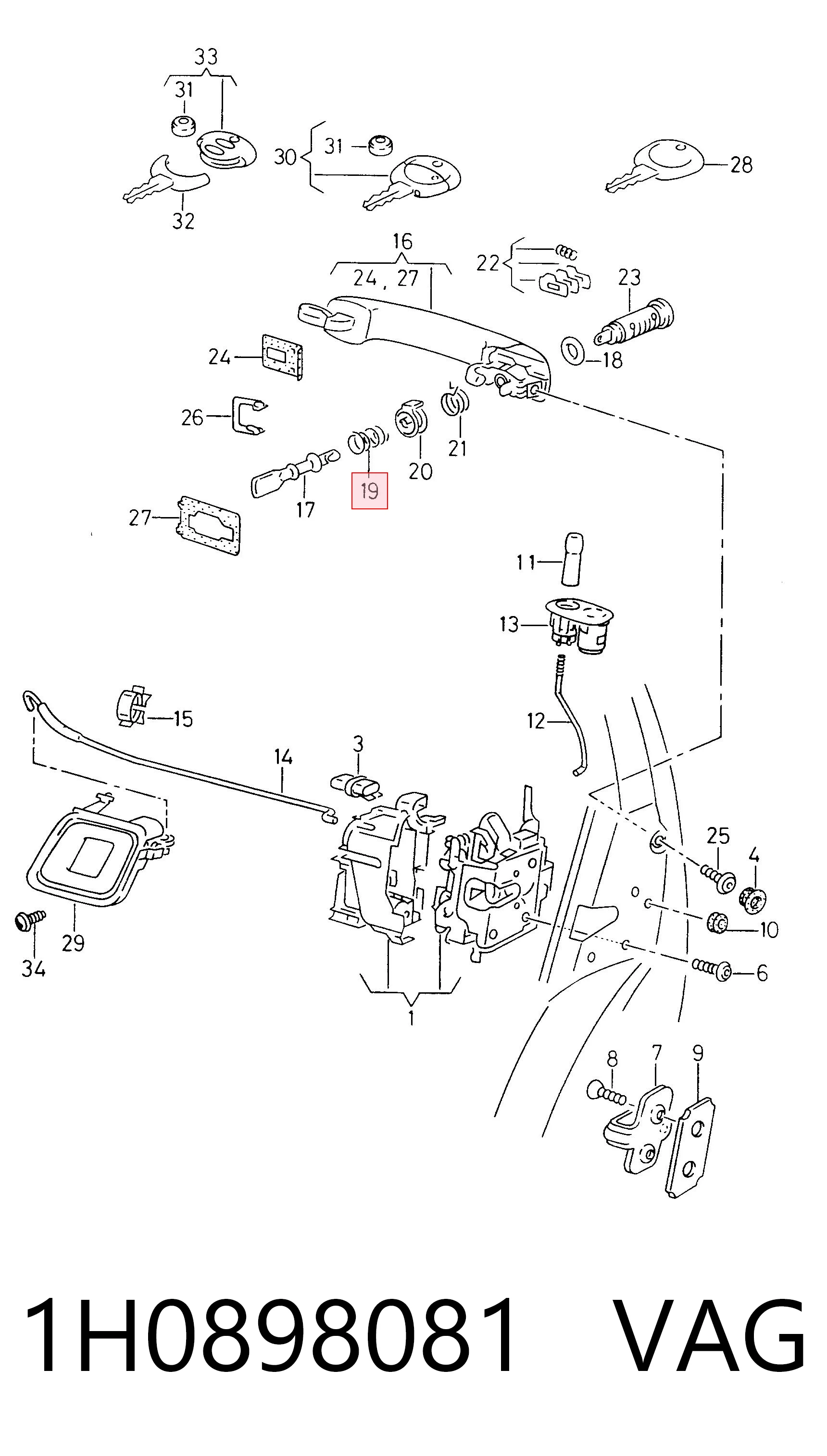 Личинка замка двери передней 109719755 Hans Pries (Topran)