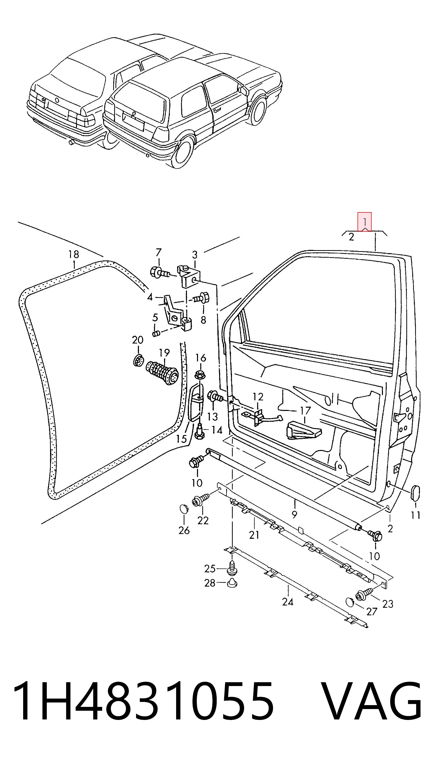 Водительская дверь на Volkswagen Golf III 1H1