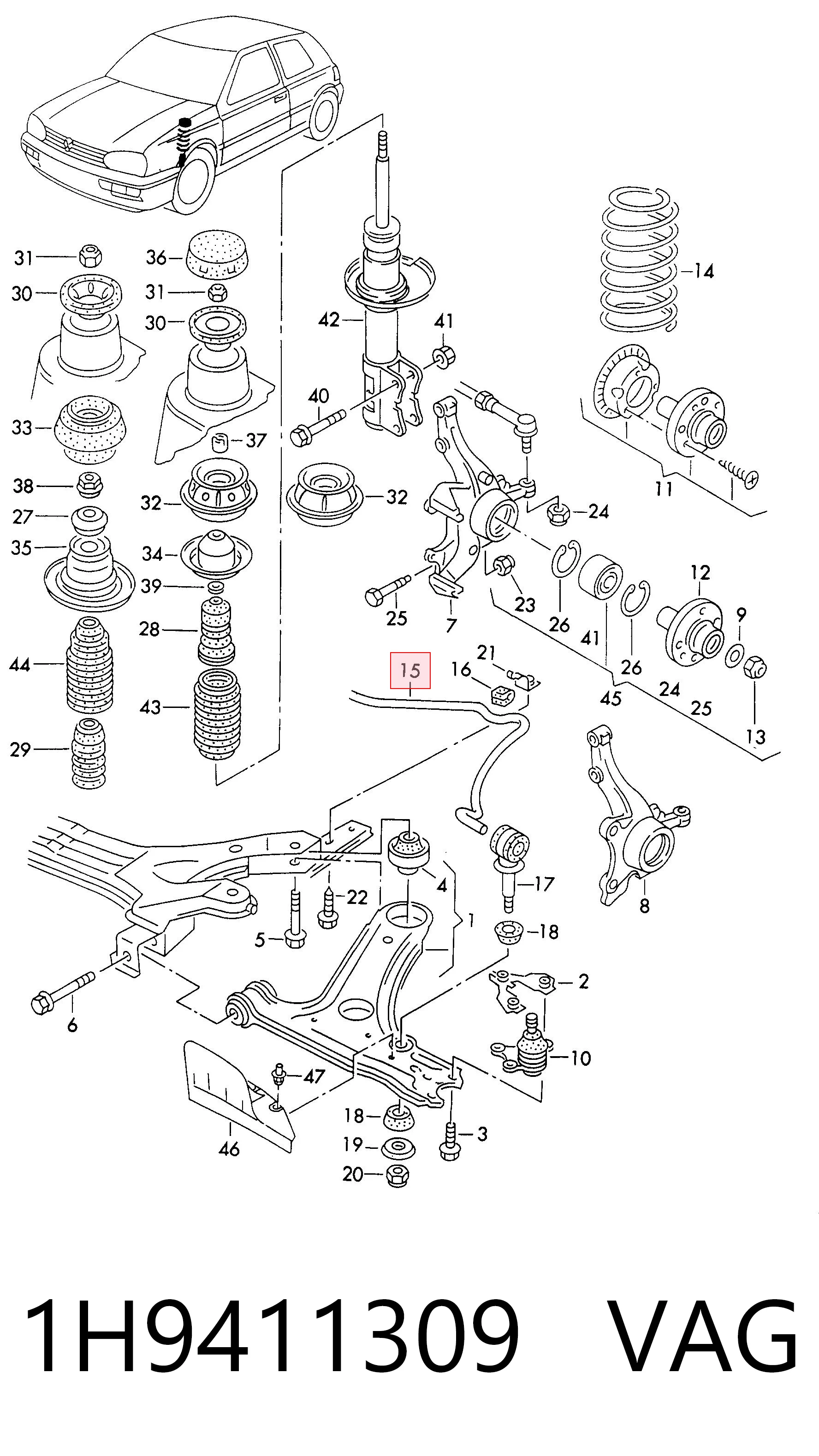 Стабилизатор передней устойчивости на Volkswagen Golf III 1H1