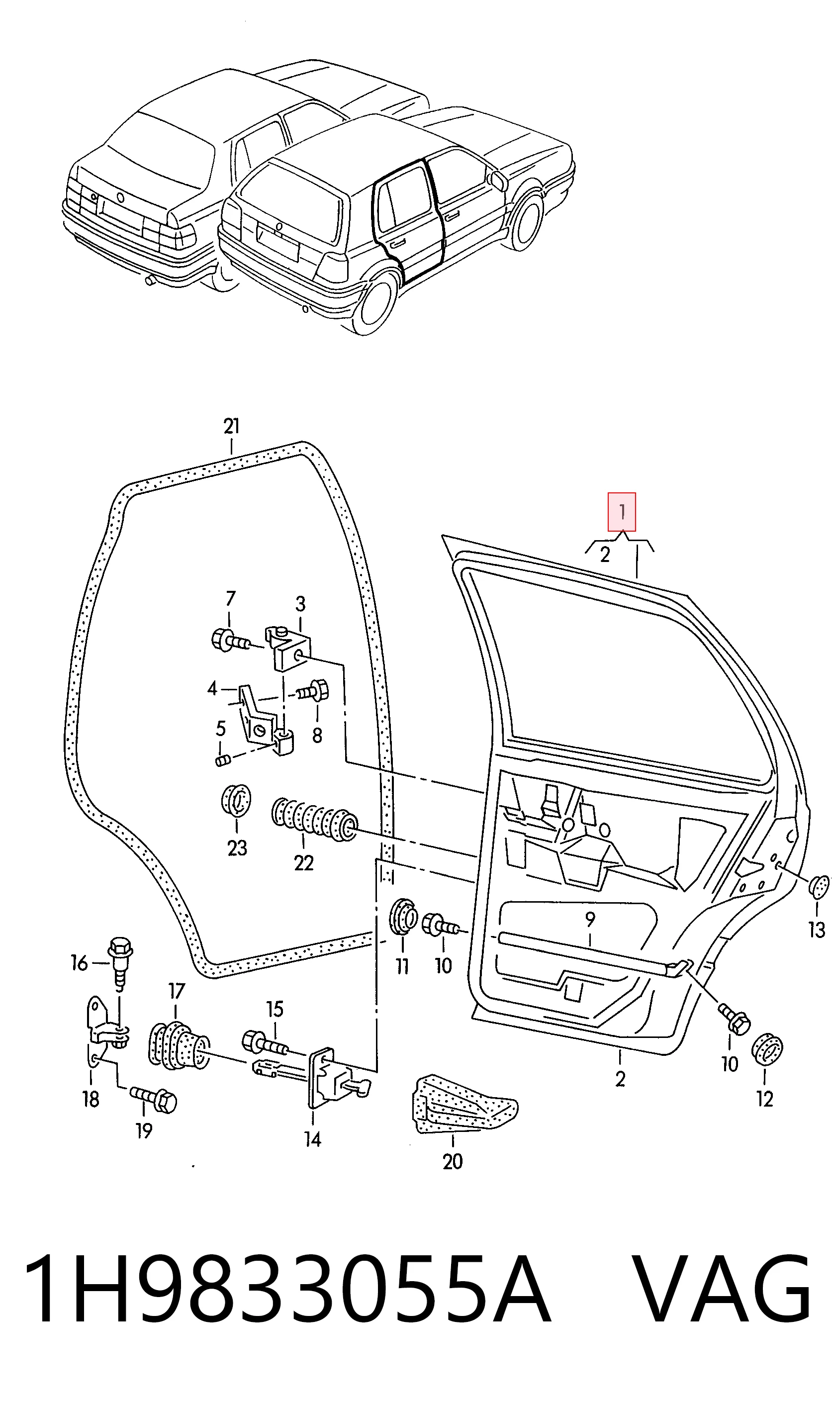 Дверь задняя, левая Volkswagen Golf III универсал (1H5) (1993 - 1999) цена, от 96.60 USD