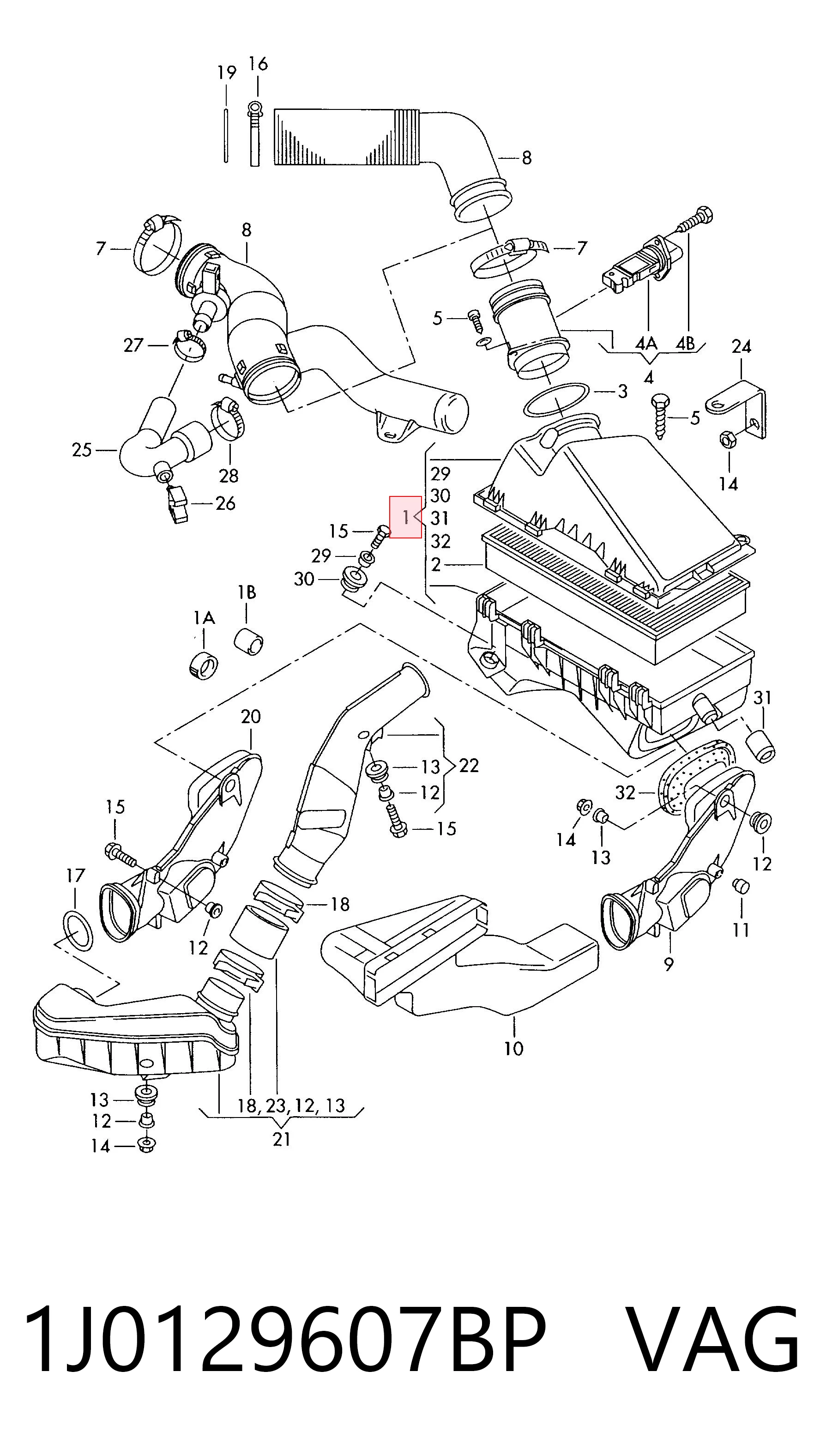 Коробка фильтра на Seat Toledo II 1M2
