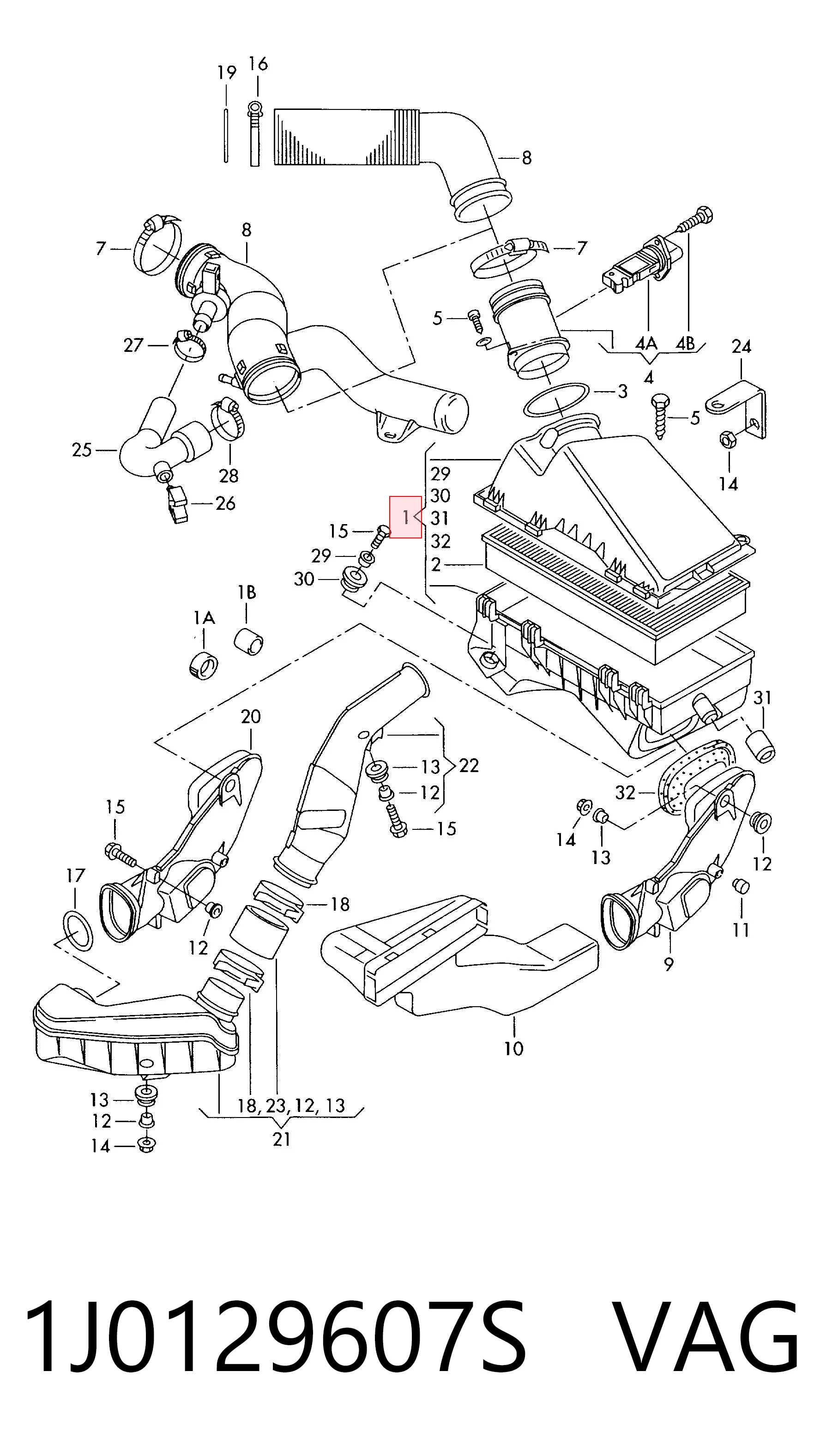 Коробка фильтра на Audi A3  8L1