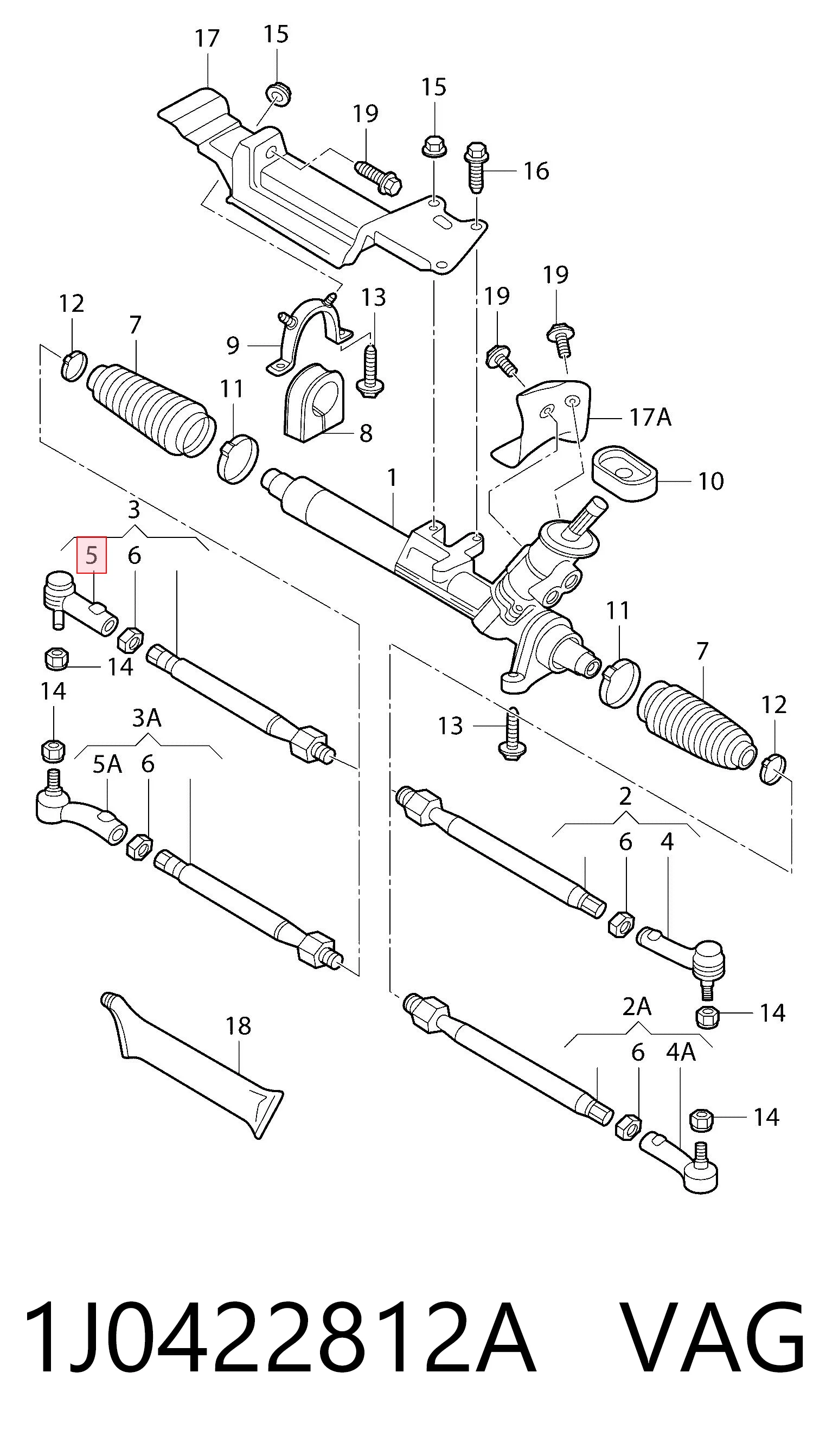 1J0422812A VAG Наружный наконечник рулевой тяги