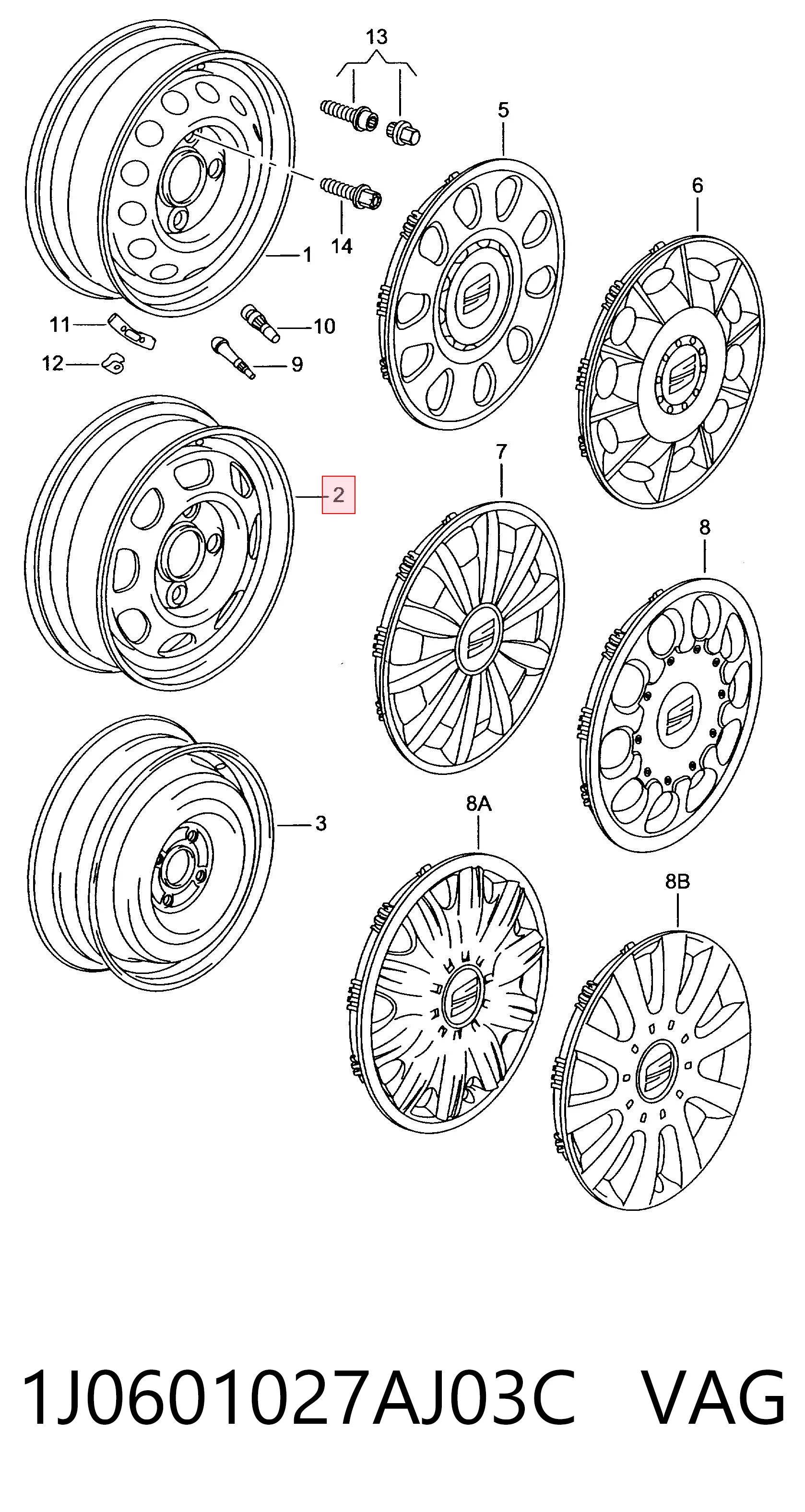 Купить 1J0601027AJ03C VAG Диск колесный