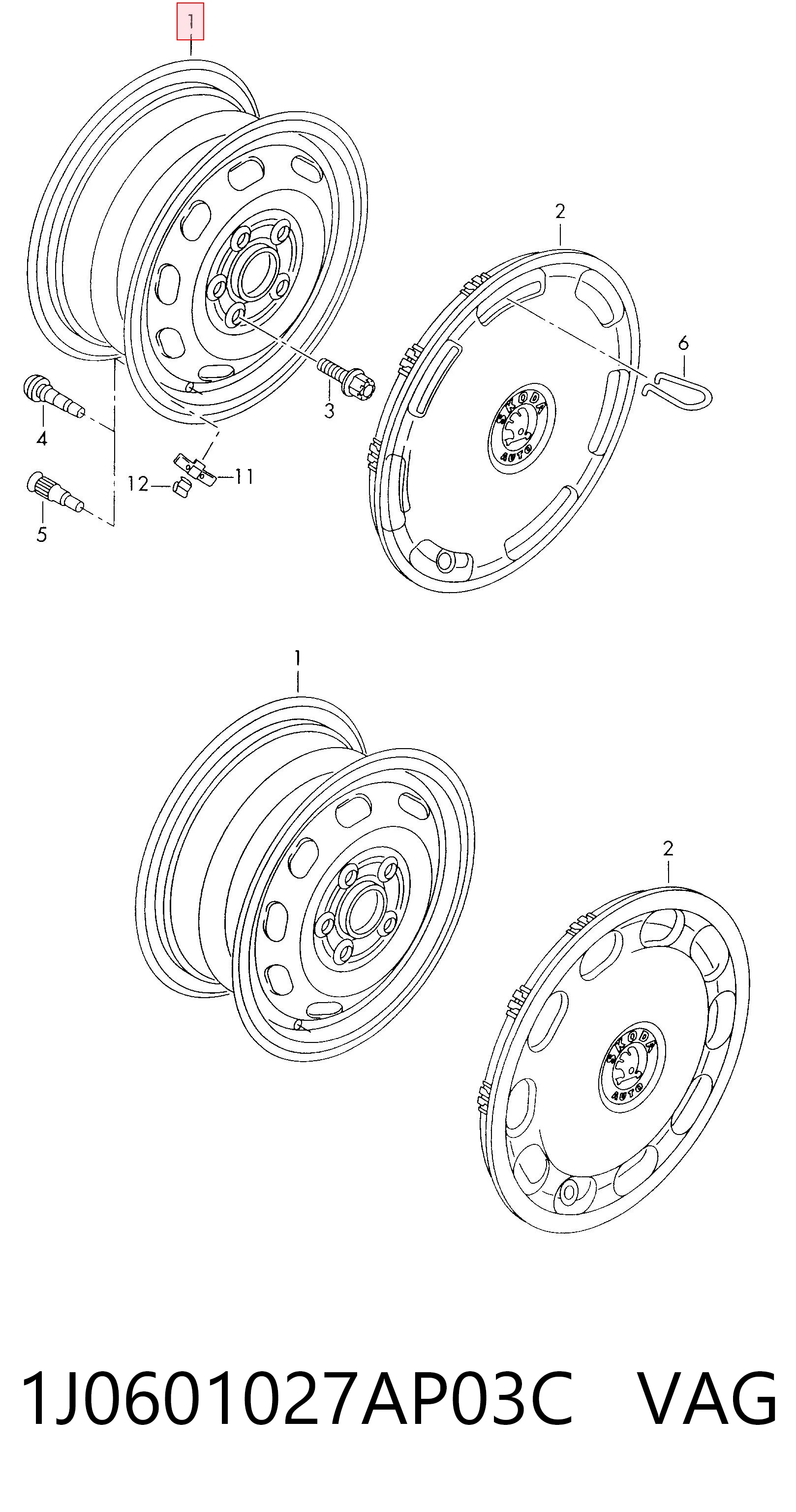Диск колесный VAG 1J0601027AP03C цена, от 121.65 USD