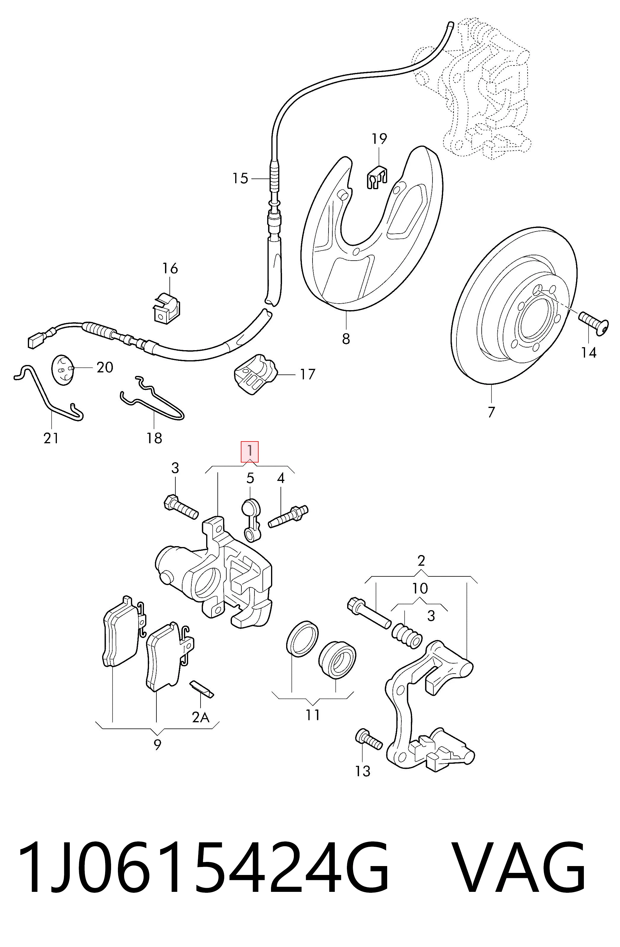 Суппорт тормозной задний правый на Volkswagen Golf IV 1J1