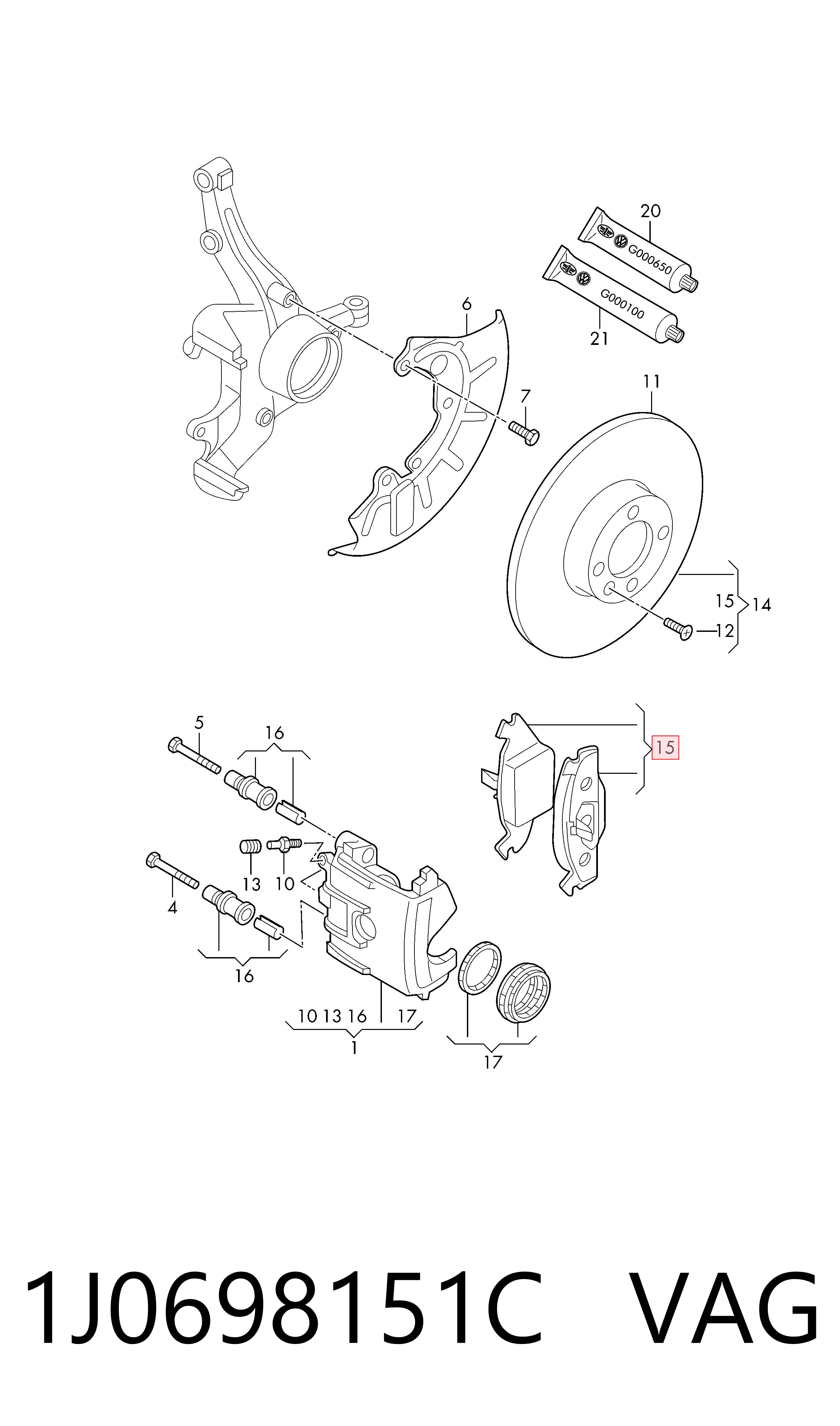 1J0698151C VAG Колодки передние