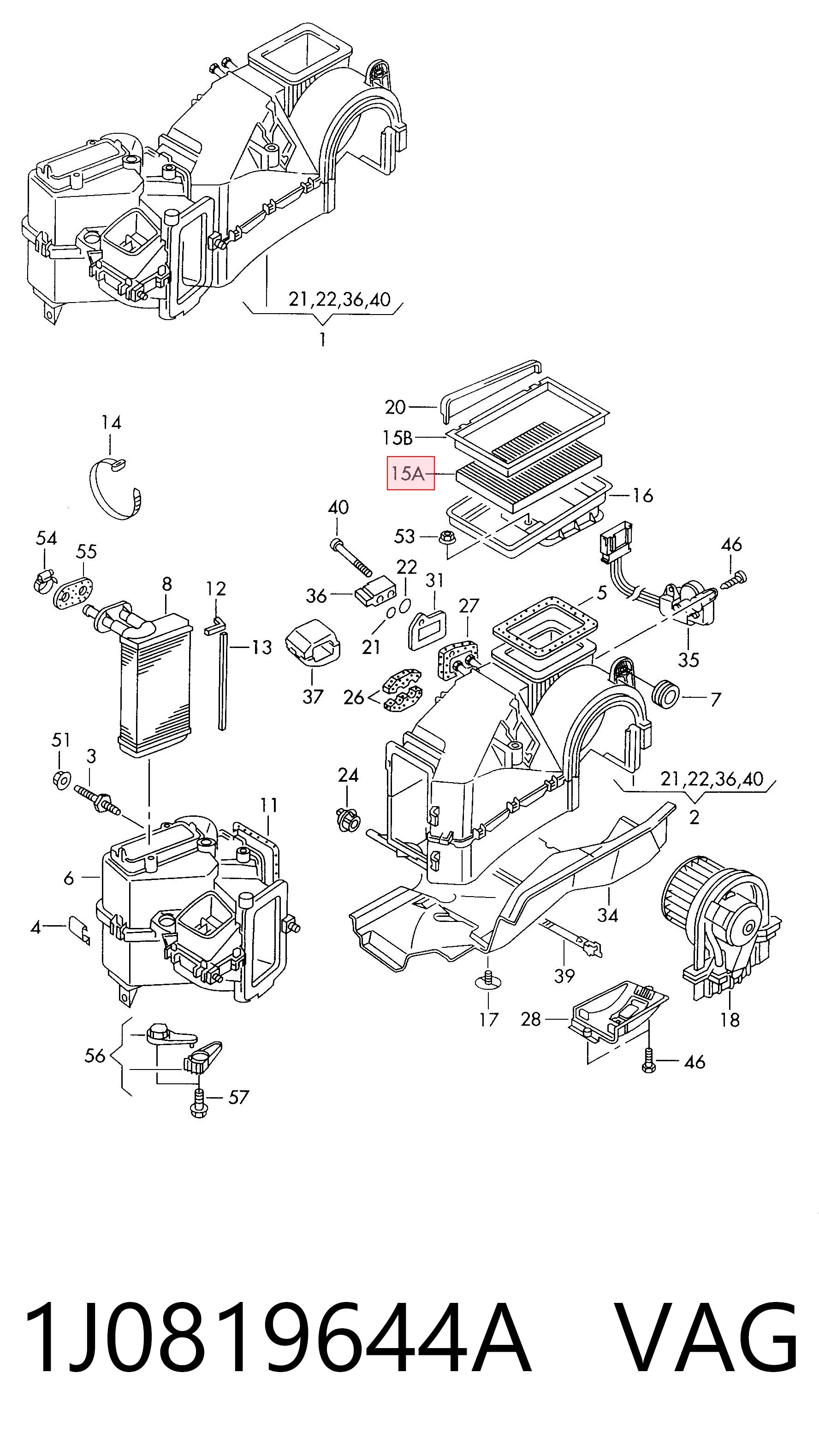 Фильтр воздушный отопителя VAG 1J0819644A цена, от 29.78 USD