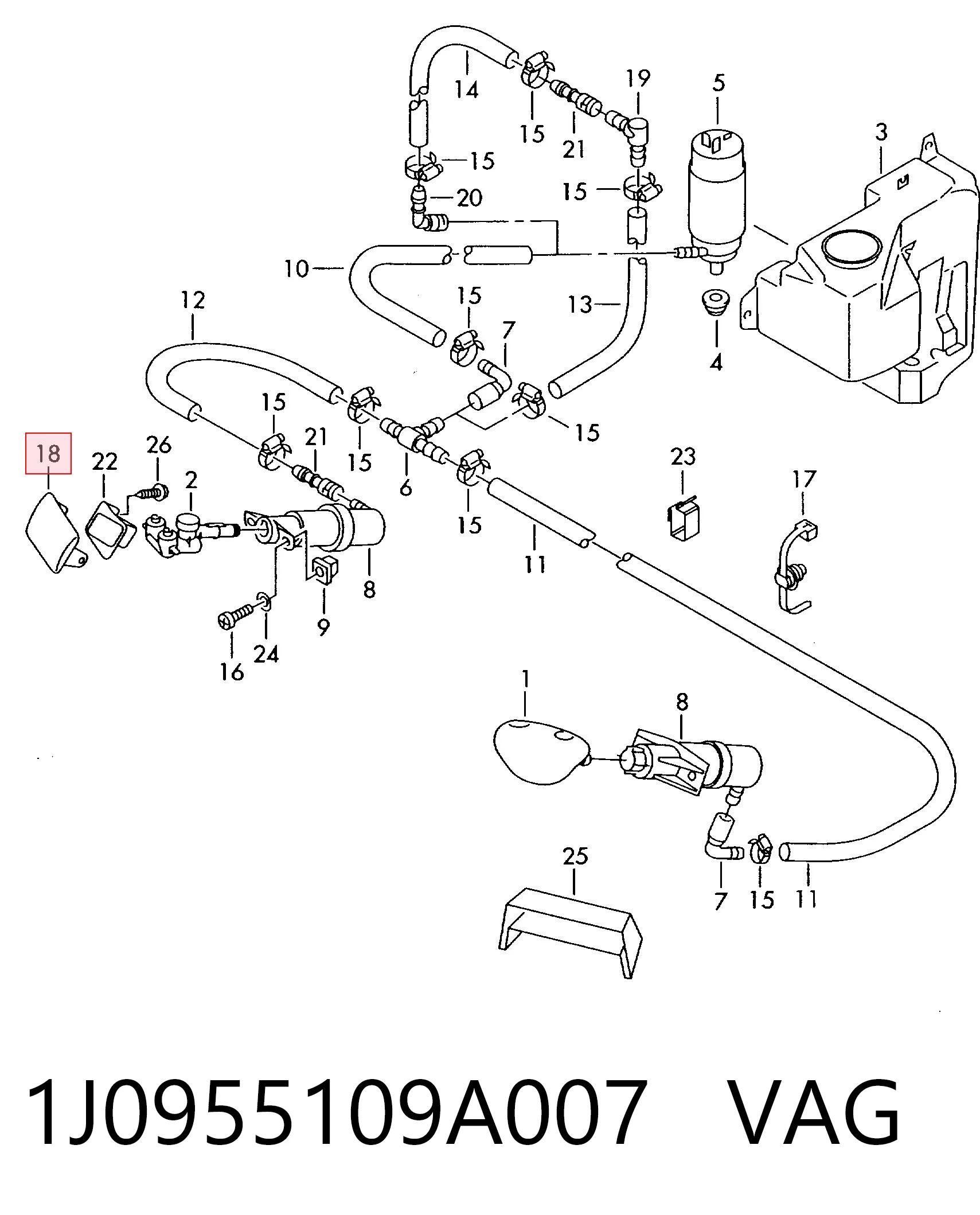 1J0955109A007 VAG Накладка форсунки омывателя фары передней
