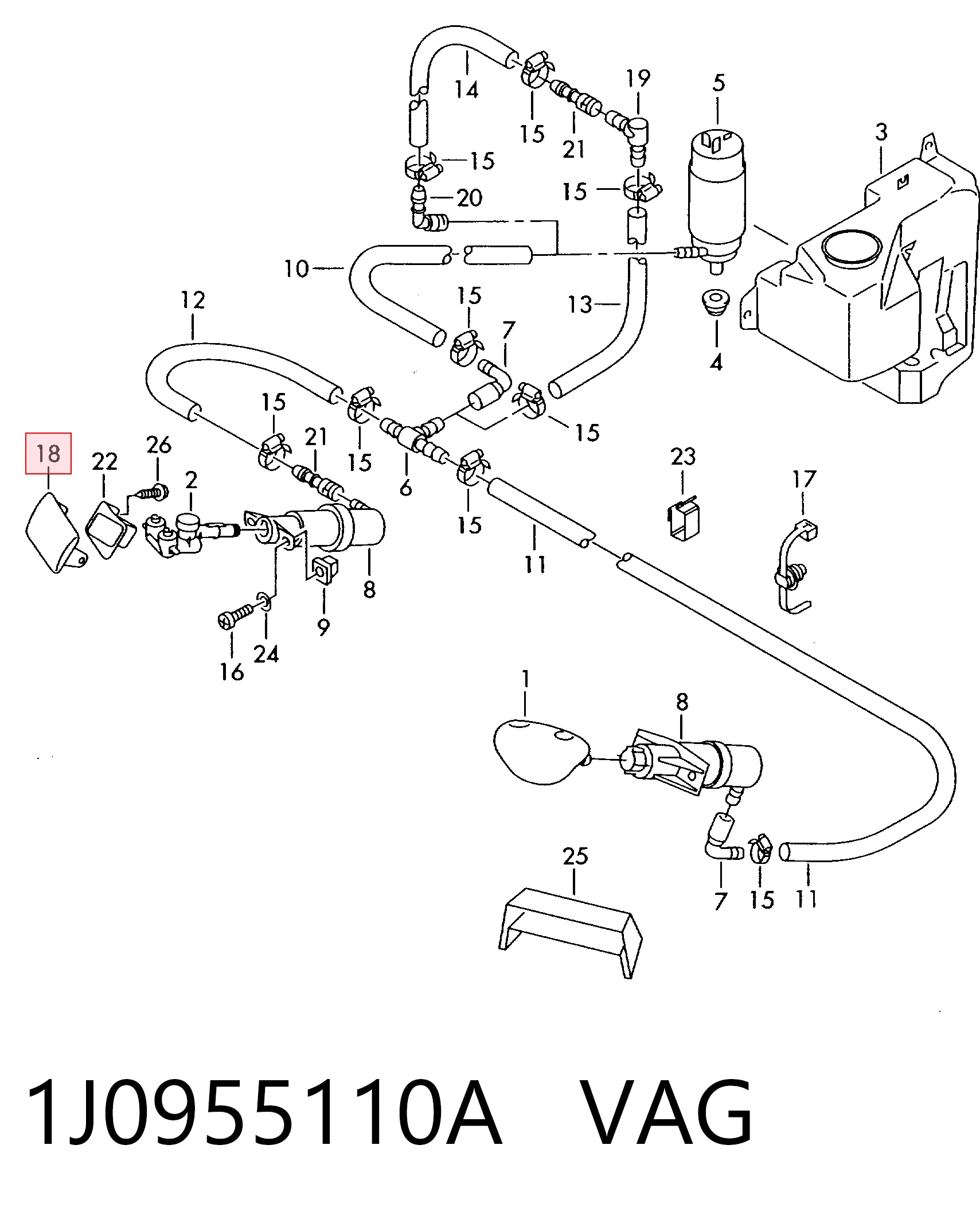 1J0955110A VAG Накладка форсунки омывателя фары передней