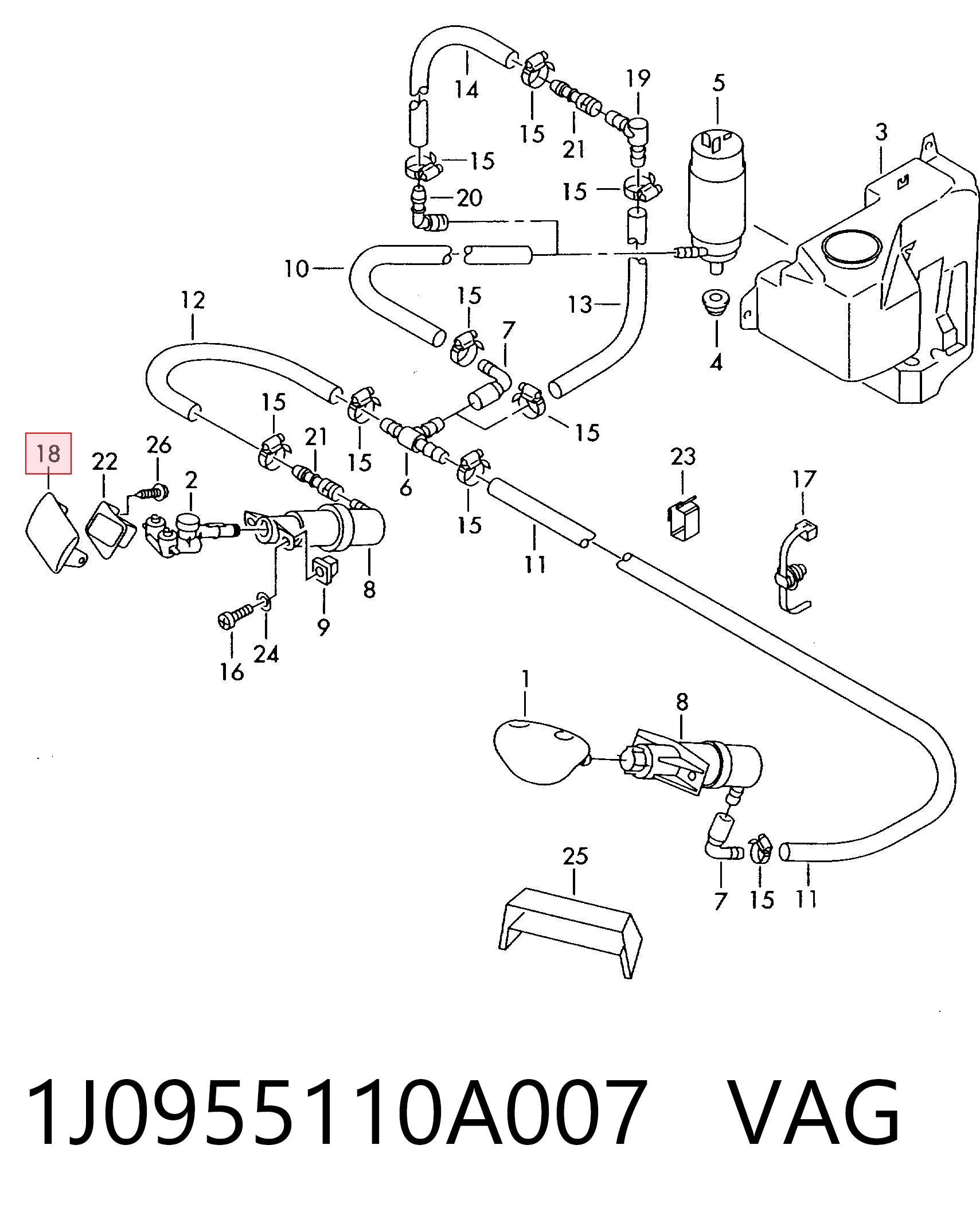 1J0955110A007 VAG Накладка форсунки омывателя фары передней