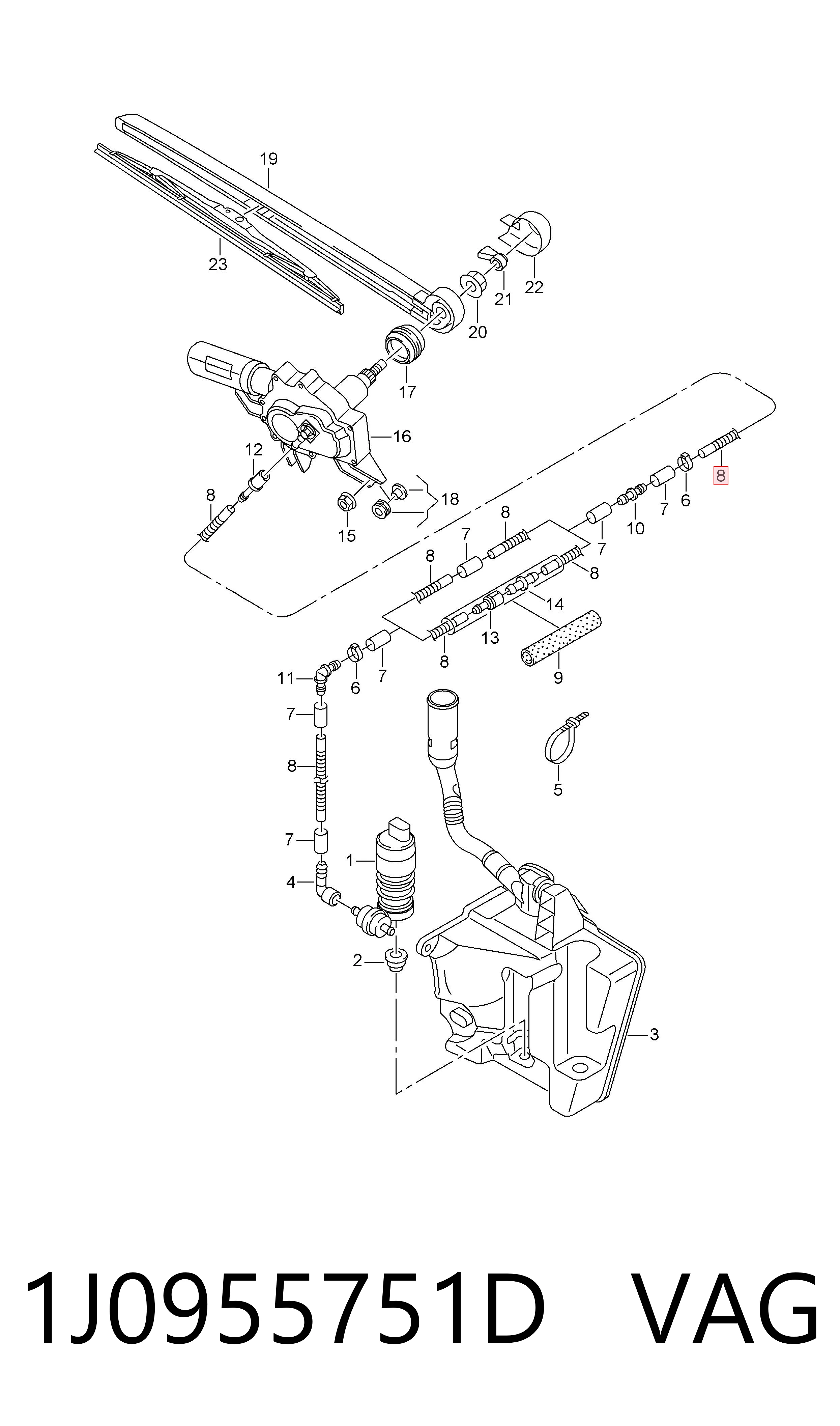 Купить 1J0955751D Bentley Шланг омывателя лобового стекла