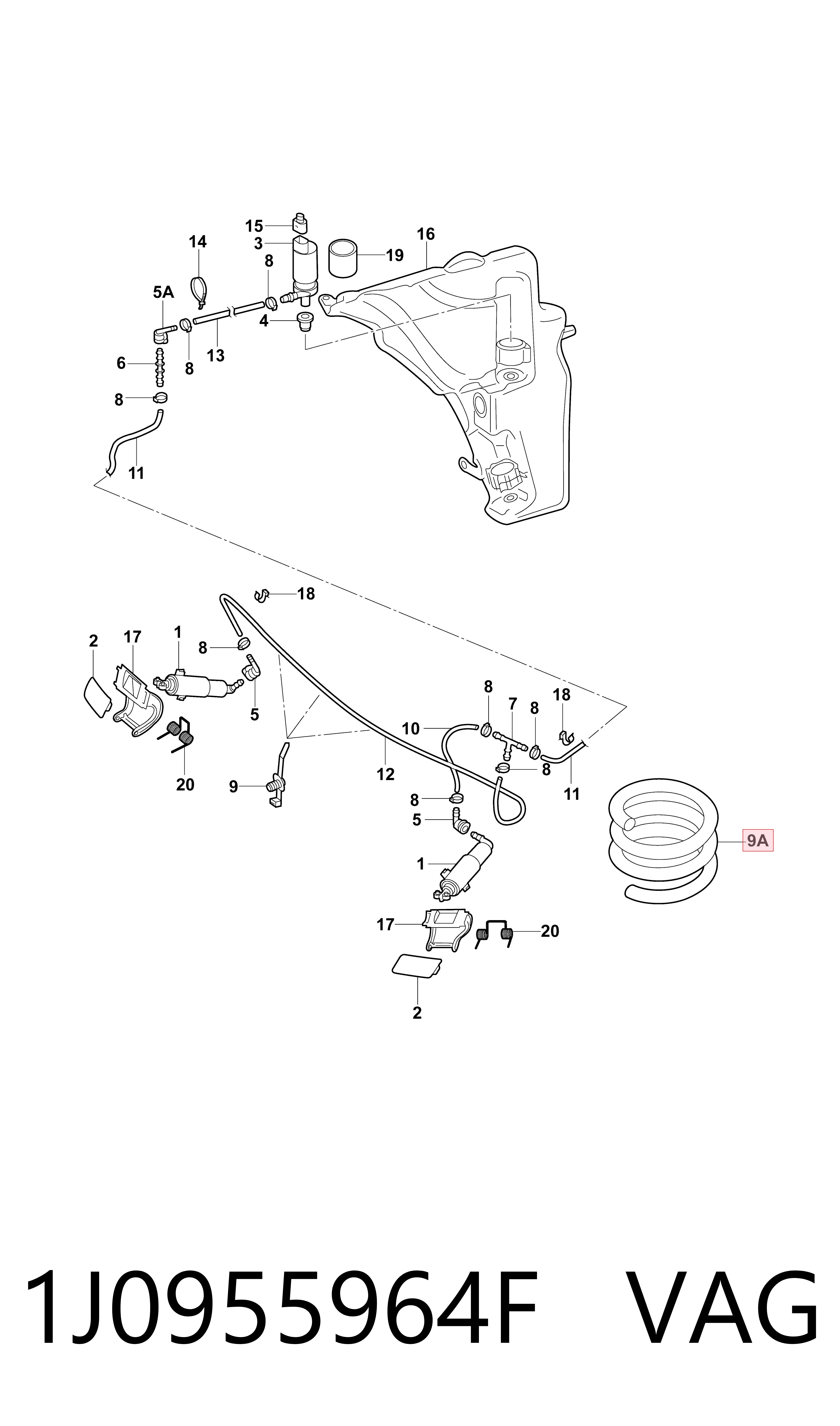 Шланг омывателя фар VAG 1J0955964F цена, от 40.56 USD