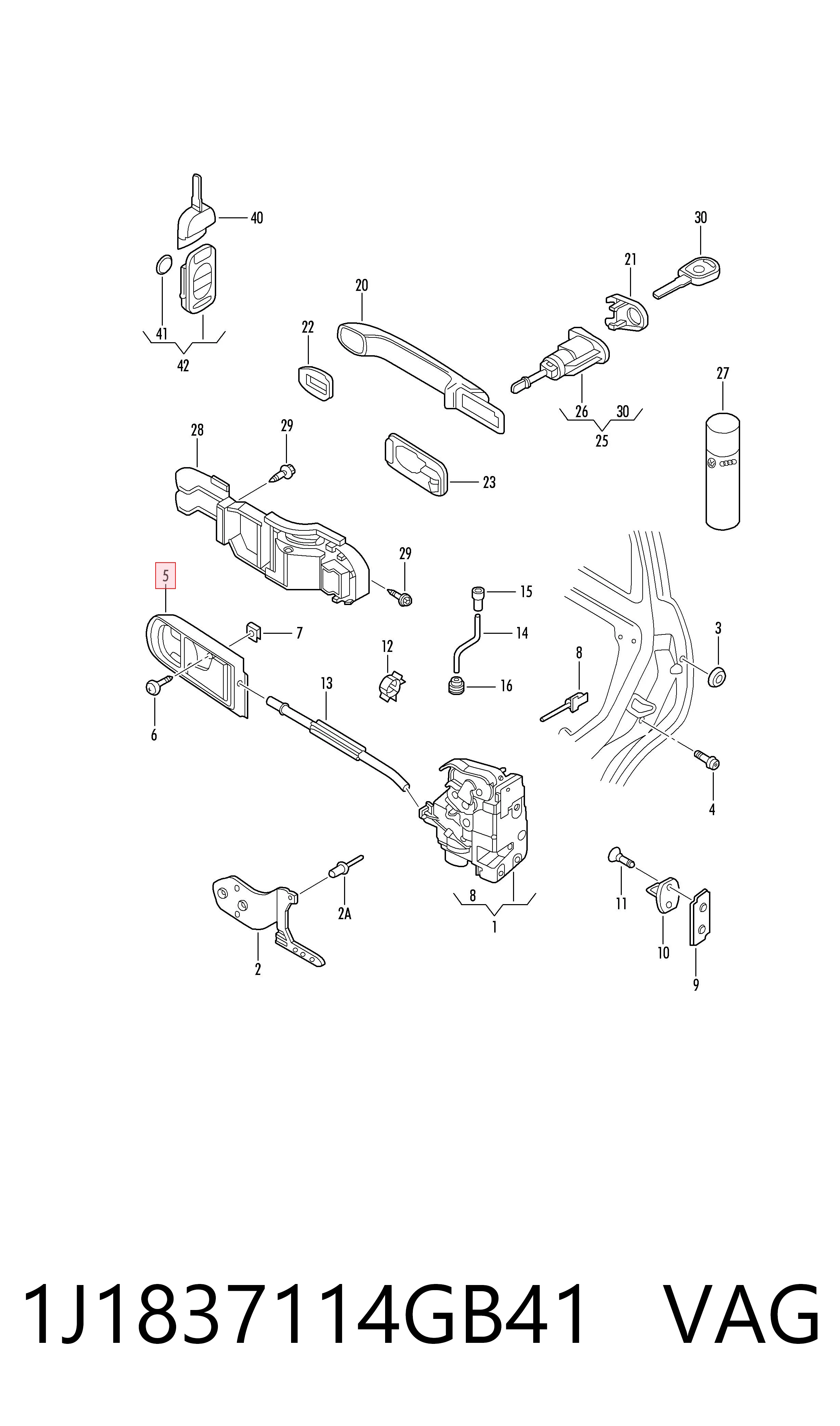 1J1837114GB41 VAG Ручка передней двери внутренняя, правая