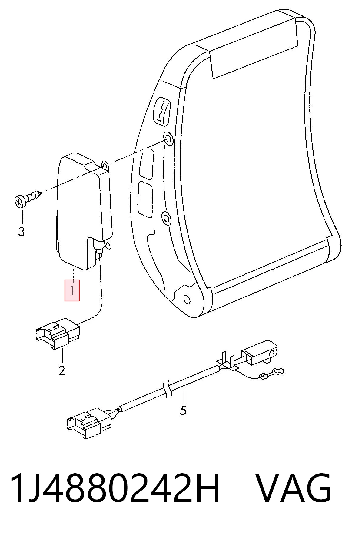 1J4880242H VAG Подушка безопасности AIRBAG спинки сиденья, правого