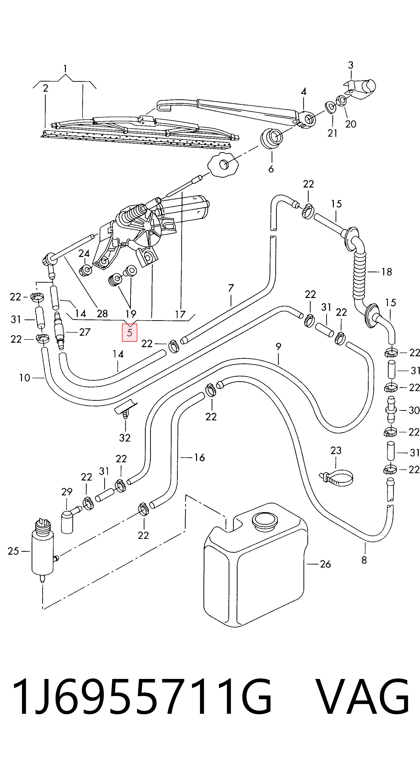 Стеклоочиститель двери задка VAG 1J6955711G цена, от 46.24 USD