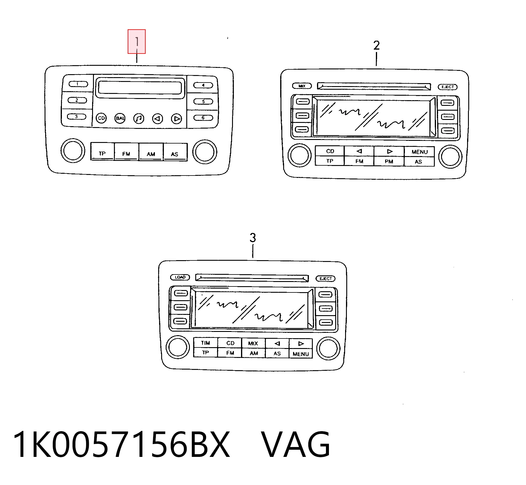 1K0057156BX VAG Радиоприемник