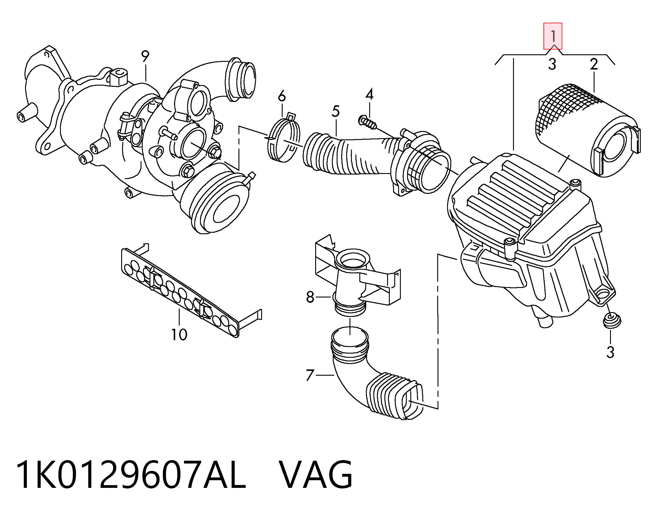 1K0129607AL VAG Коробка фильтра