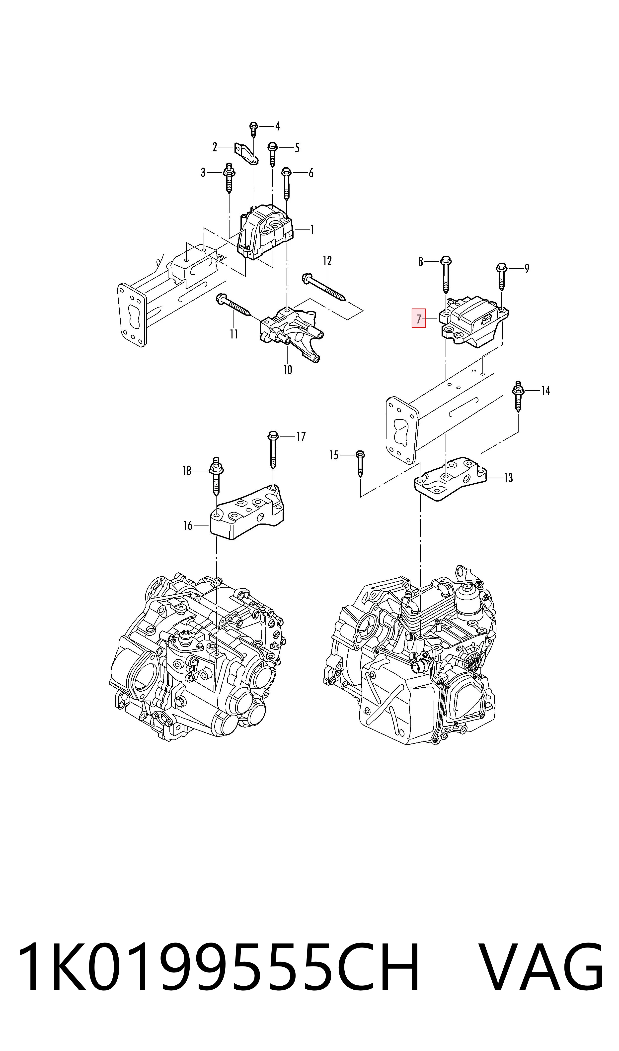 Опора КПП на Volkswagen Passat B7 362