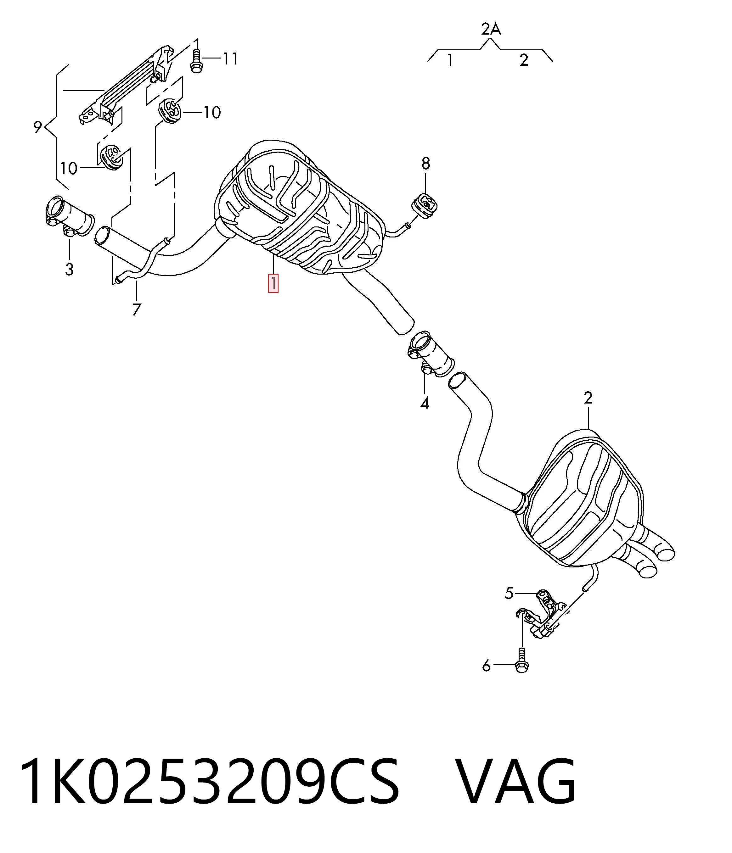1K0253209CS VAG Глушитель центральный